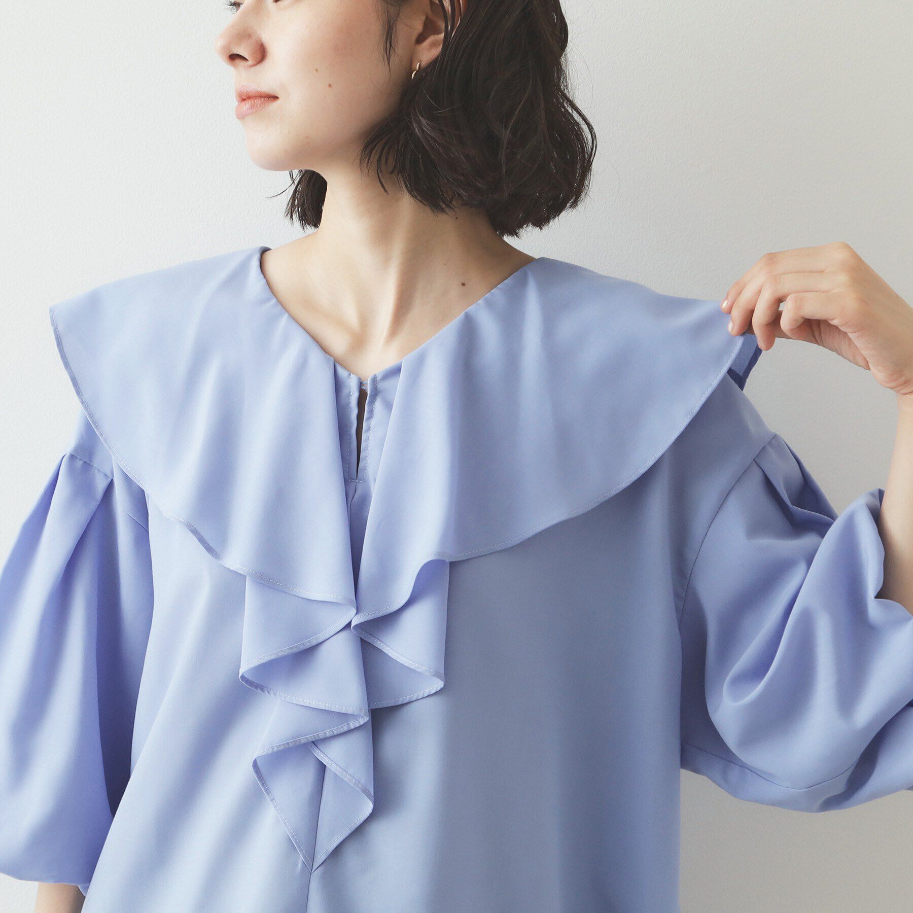 OPAQUE.CLIP「ラッフルフリル バルーンスリーブブラウス【洗濯機洗い可】」|シャツ・ブラウス|