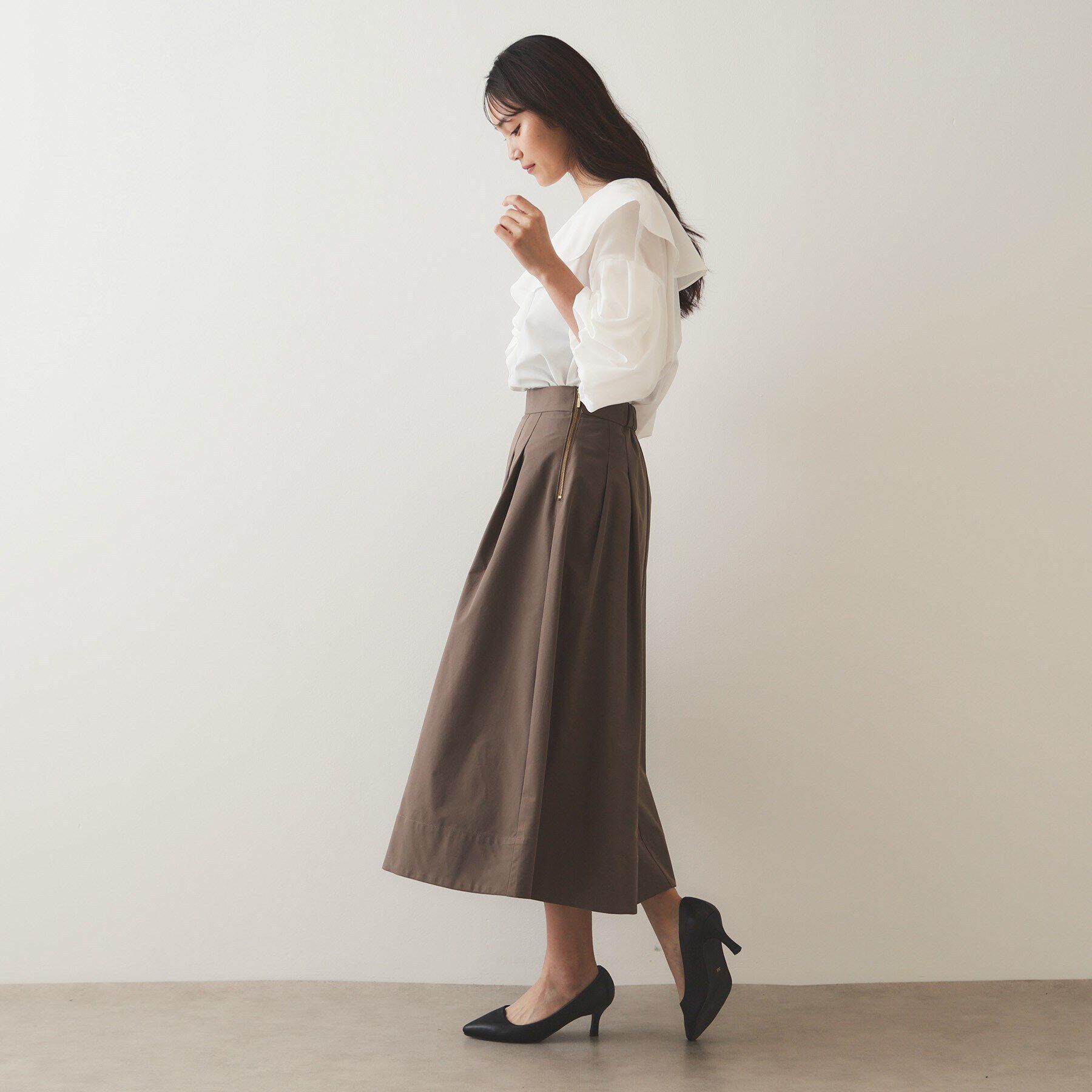 OPAQUE.CLIP「ラッフルフリル バルーンスリーブブラウス【洗濯機洗い可】」|シャツ・ブラウス|