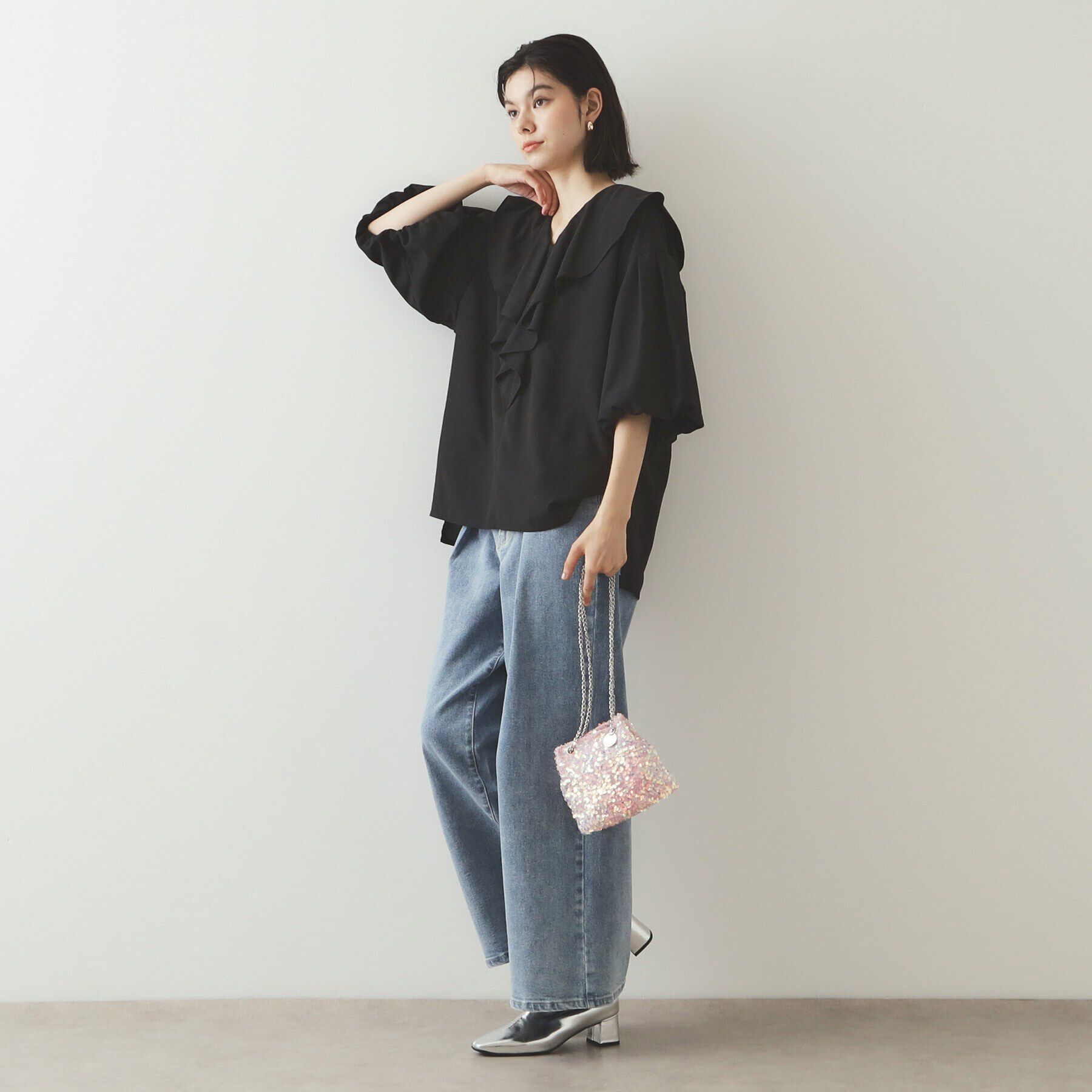 OPAQUE.CLIP「ラッフルフリル バルーンスリーブブラウス【洗濯機洗い可】」|シャツ・ブラウス|