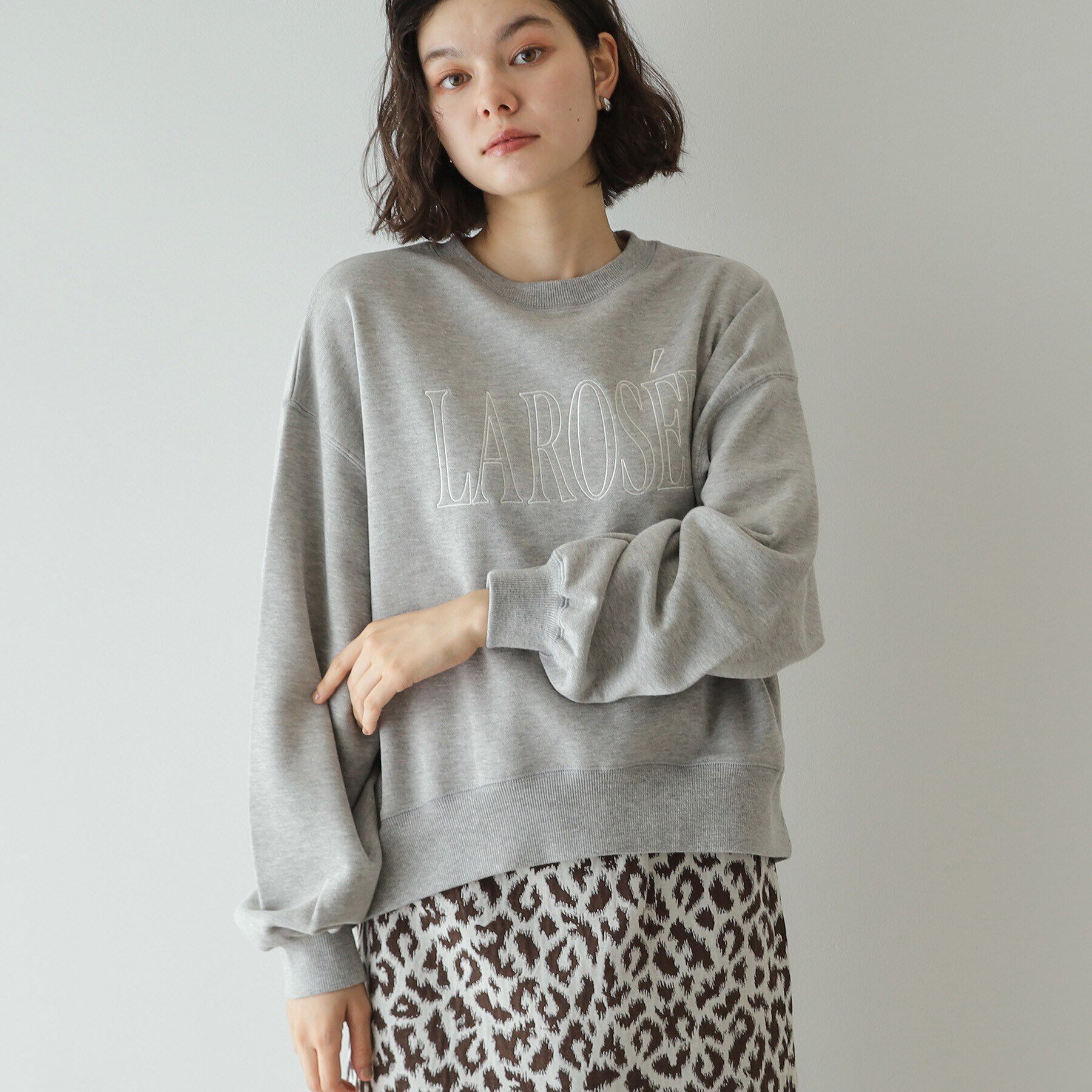 OPAQUE.CLIP「《美人百花掲載》ロゴ裏毛ショートトップス【洗濯機洗い可】」|Tシャツ・カットソー|グレー(012)