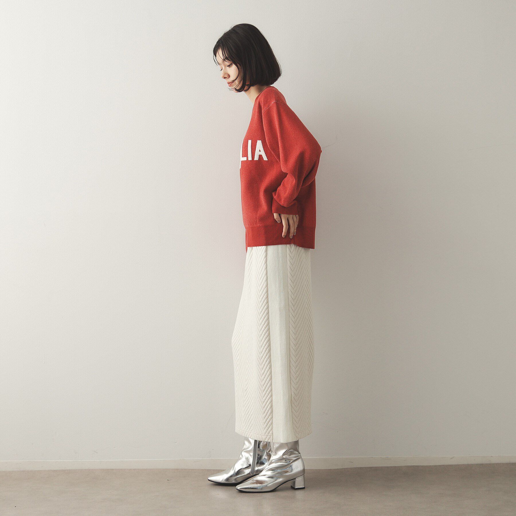 OPAQUE.CLIP「モールロゴジャカードニット【洗える】」|ニット・セーター|