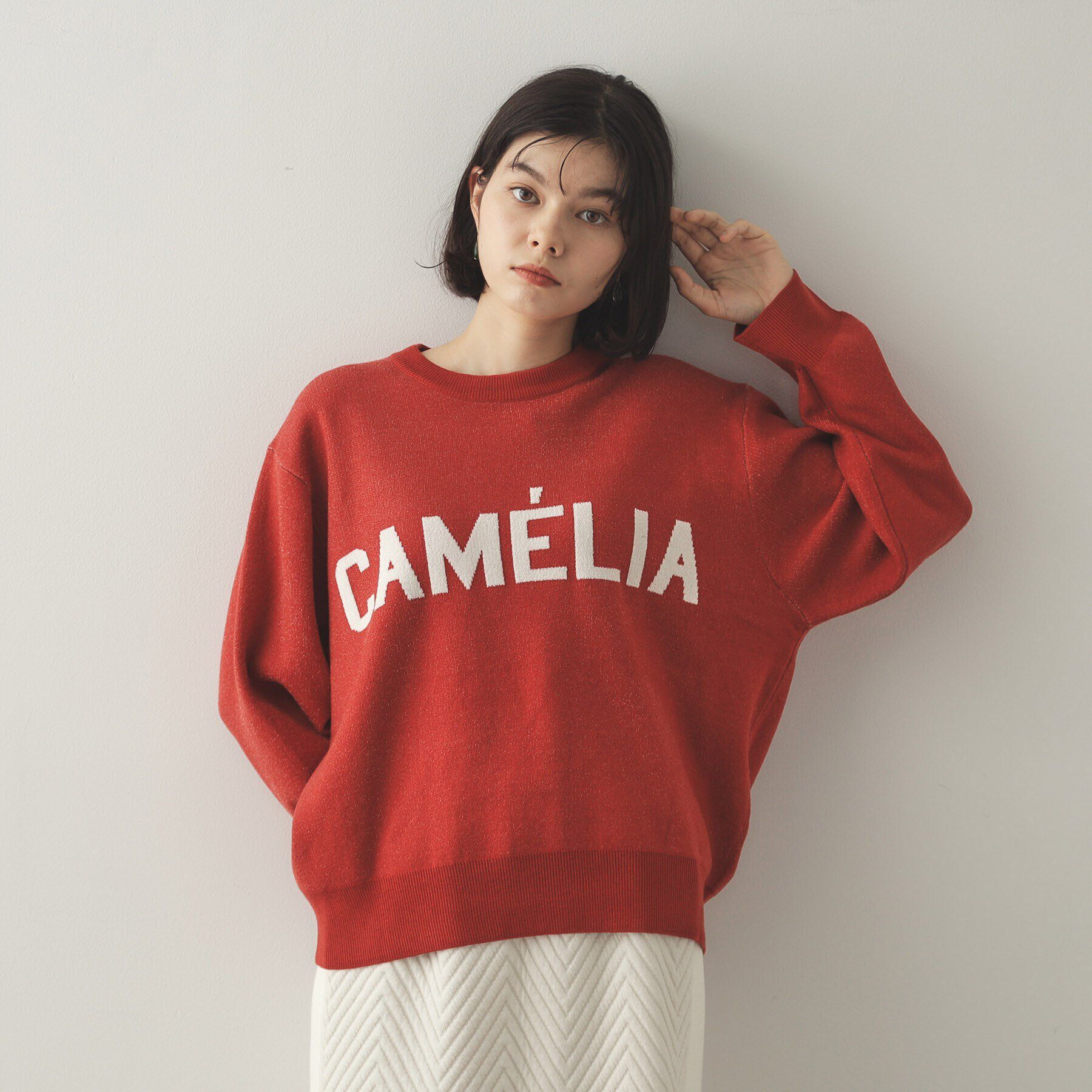 OPAQUE.CLIP「モールロゴジャカードニット【洗える】」|ニット・セーター|