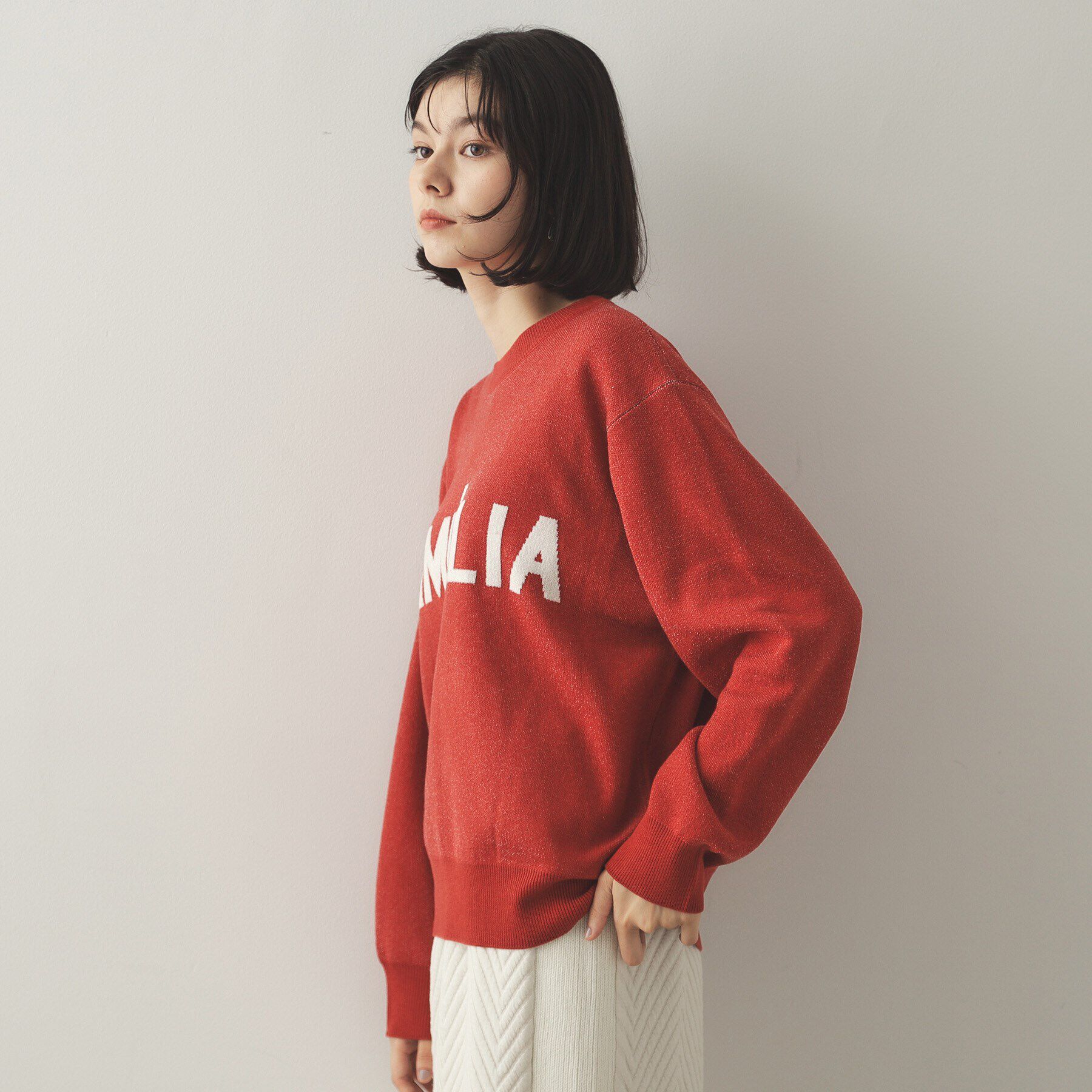 OPAQUE.CLIP「モールロゴジャカードニット【洗える】」|ニット・セーター|