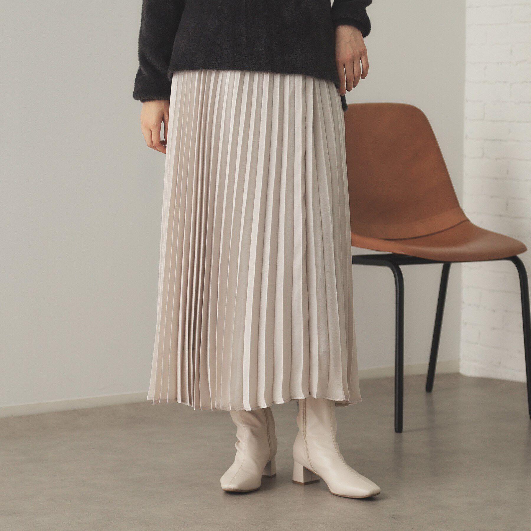 OPAQUE.CLIP「サテンプリーツスカート【洗濯機洗い可】」|スカート|