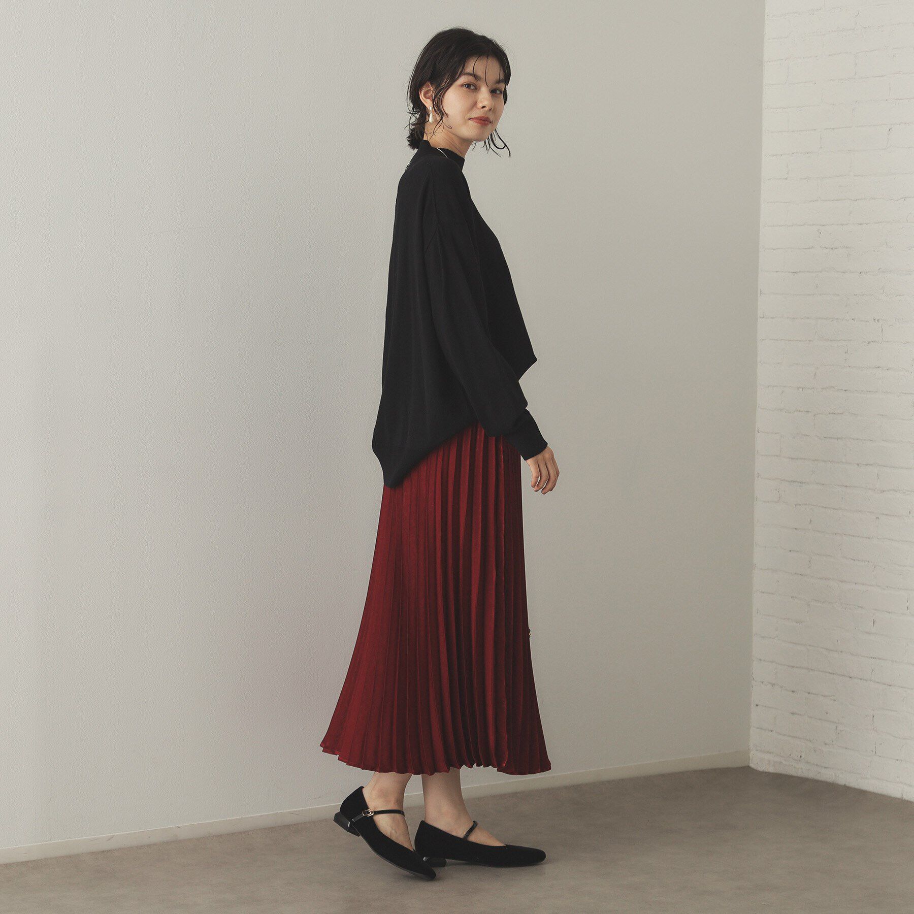 OPAQUE.CLIP「サテンプリーツスカート【洗濯機洗い可】」|スカート|