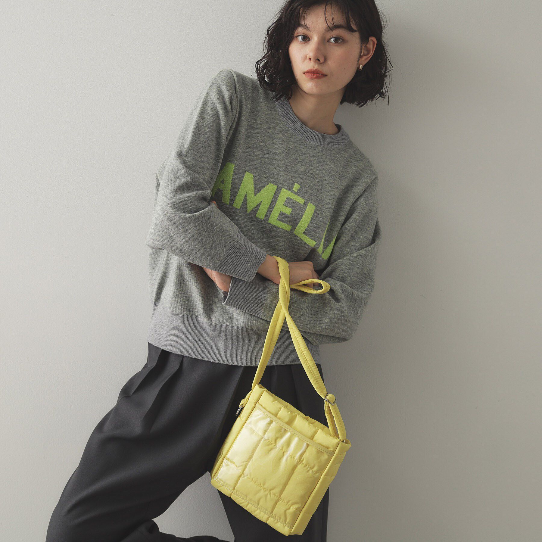 OPAQUE.CLIP「【10色展開／軽量／長さ調整可能】マチ付きクリアポケットミニショルダーバッグ」|ショルダー・メッセンジャー|イエロー(831)