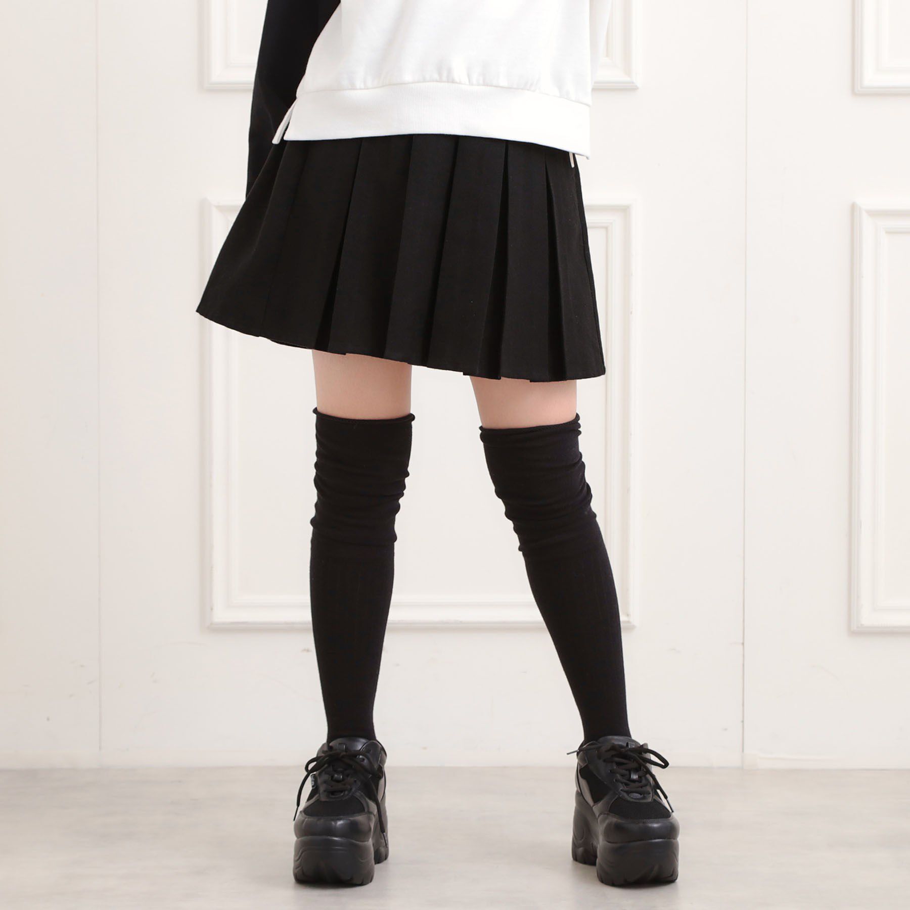 PINK-latte「微起毛プリーツスカート」|スカート|ブラック(019)