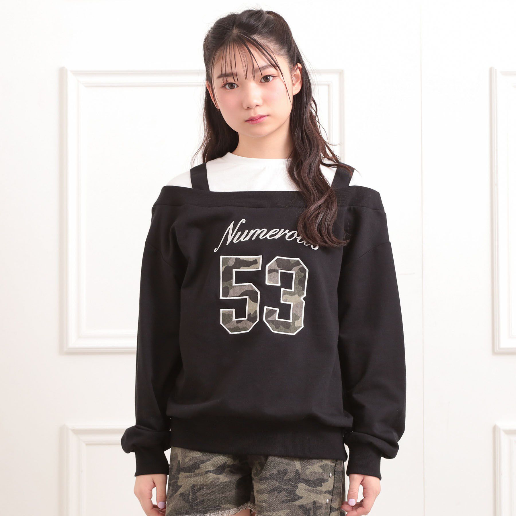 PINK-latte「ナンバリングレイヤード風プルオーバー」|Tシャツ・カットソー|