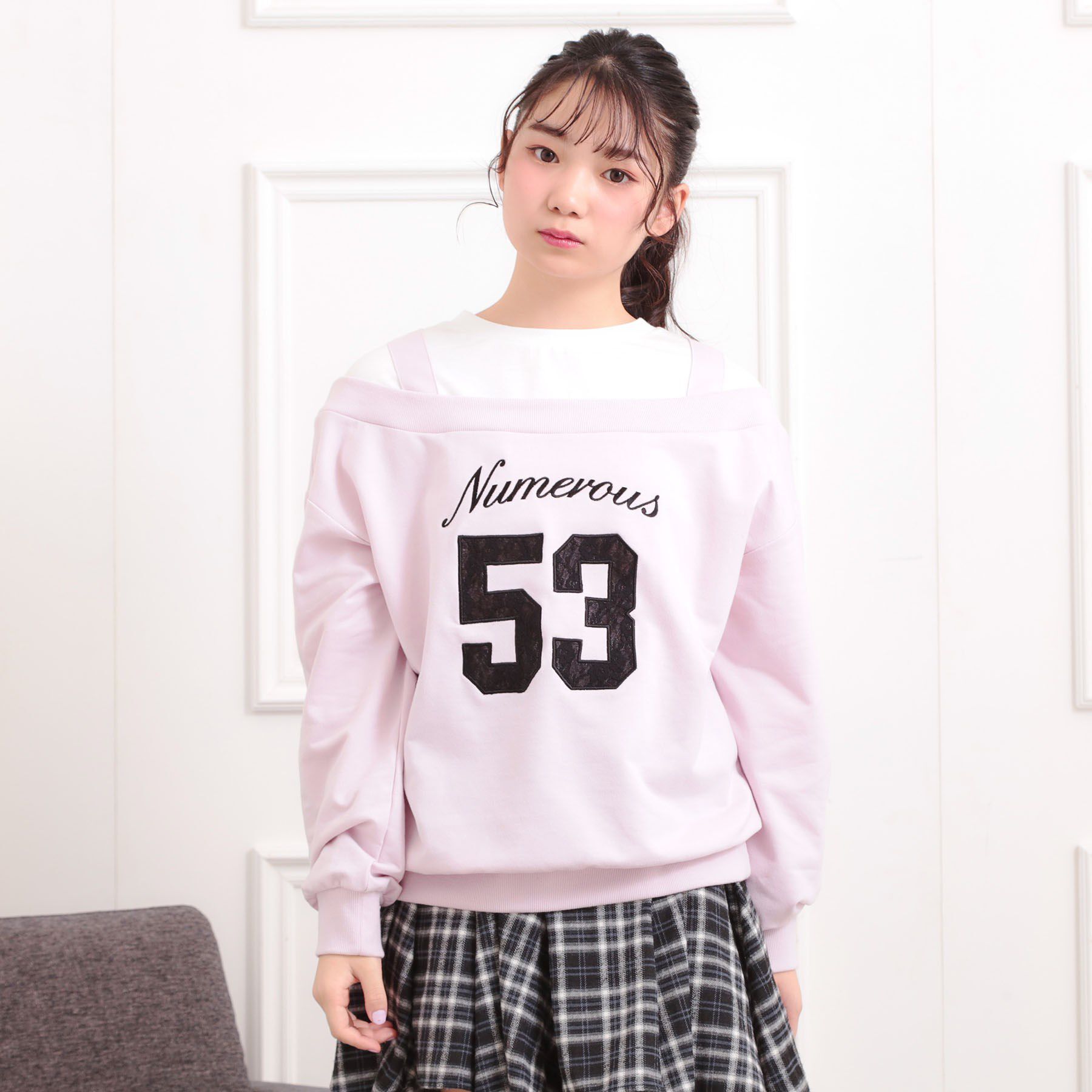 PINK-latte「ナンバリングレイヤード風プルオーバー」|Tシャツ・カットソー|