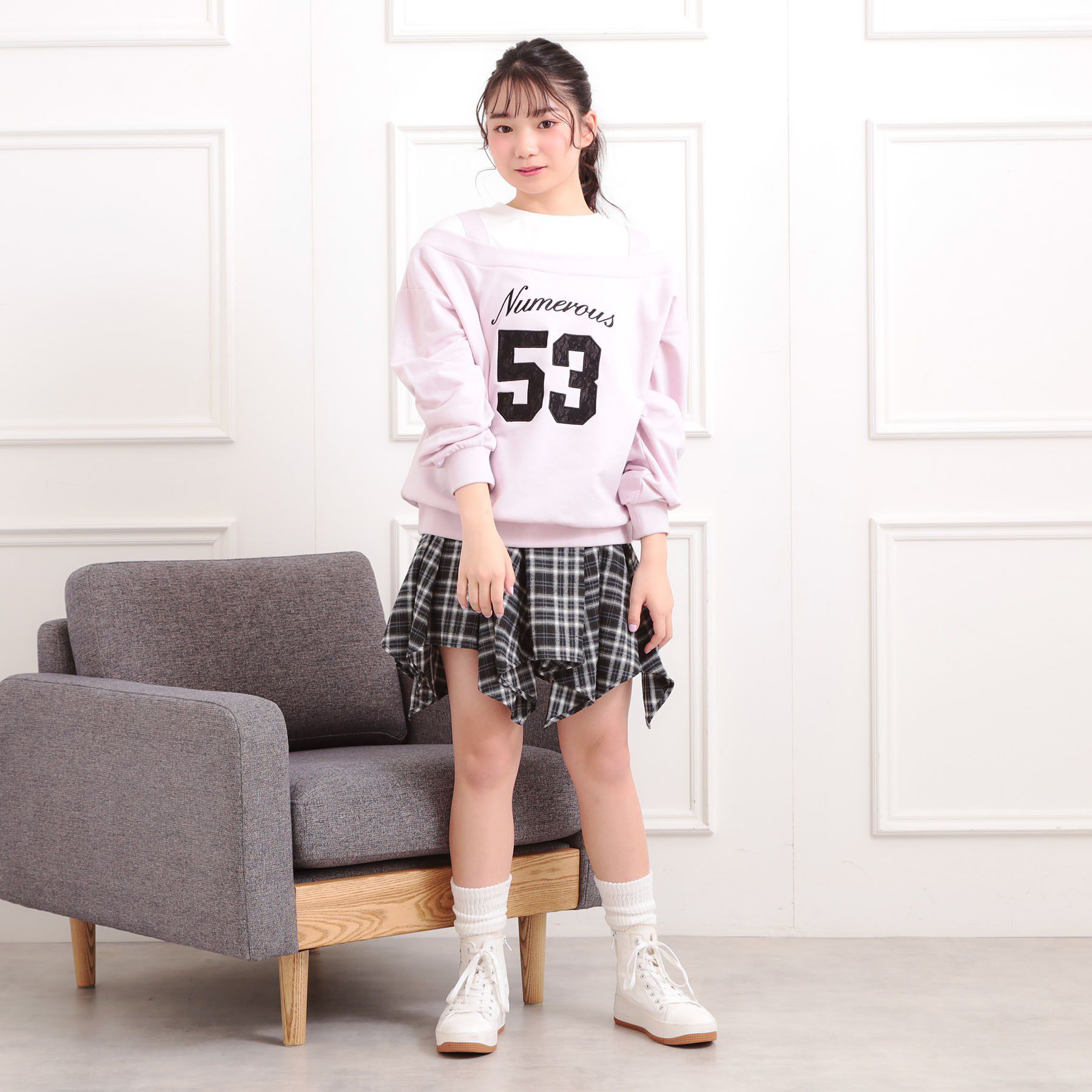 PINK-latte「ナンバリングレイヤード風プルオーバー」|Tシャツ・カットソー|