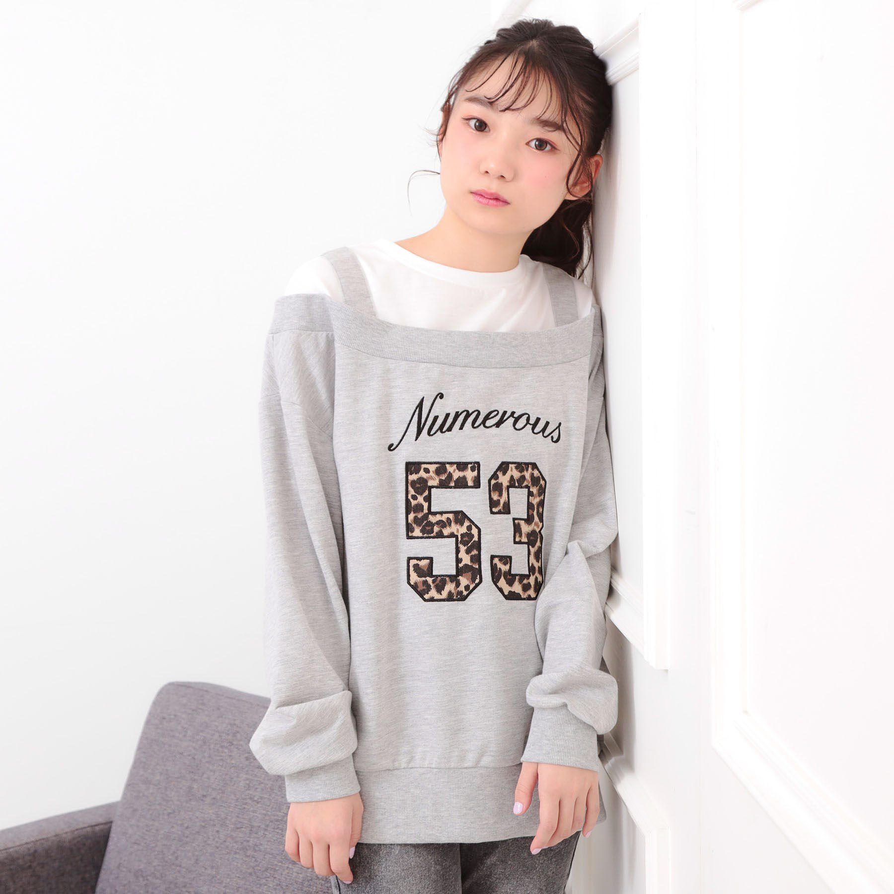 PINK-latte「ナンバリングレイヤード風プルオーバー」|Tシャツ・カットソー|