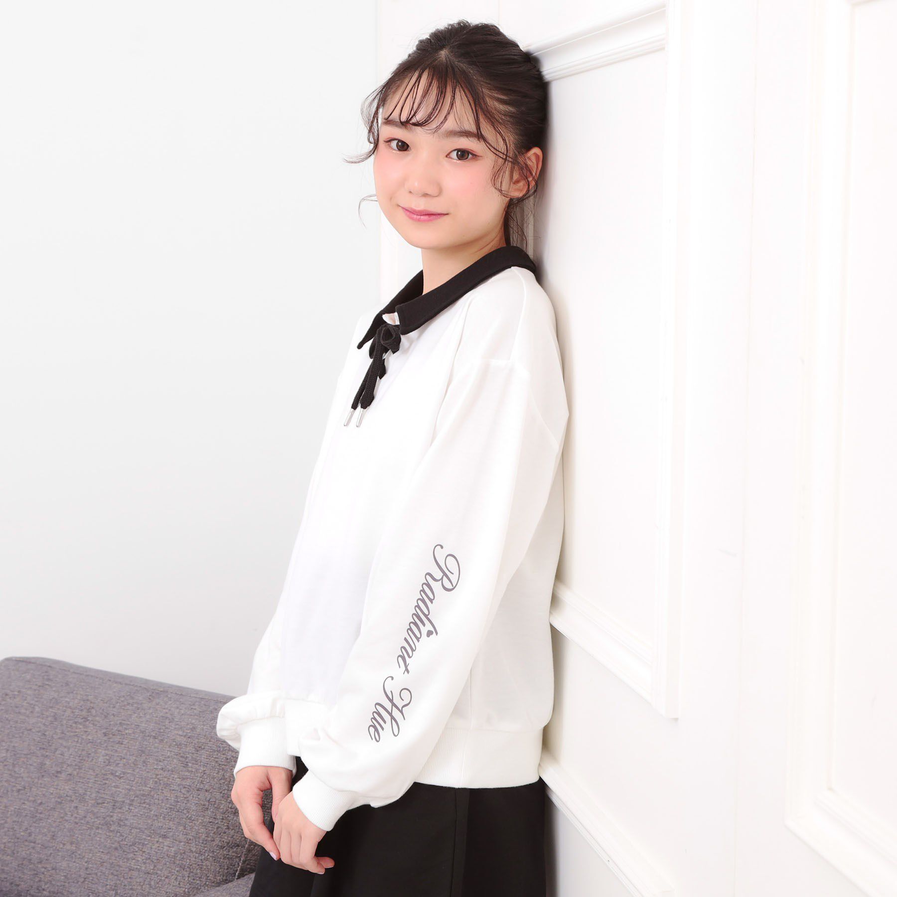 PINK-latte「【セットアイテム】ミニ裏毛レースアップ＋キュロットパンツ」|その他|オフホワイト(003