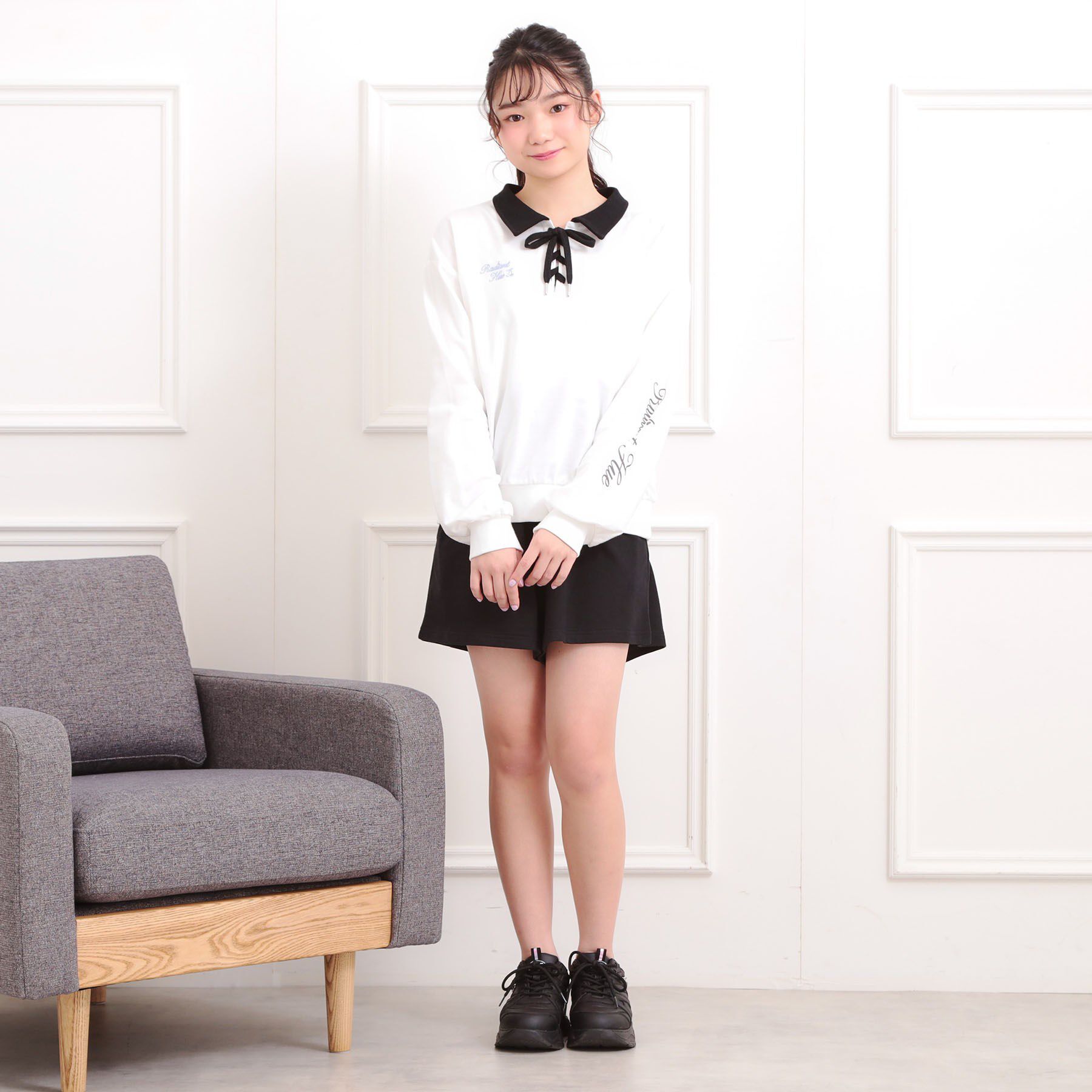 PINK-latte「【セットアイテム】ミニ裏毛レースアップ＋キュロットパンツ」|その他|