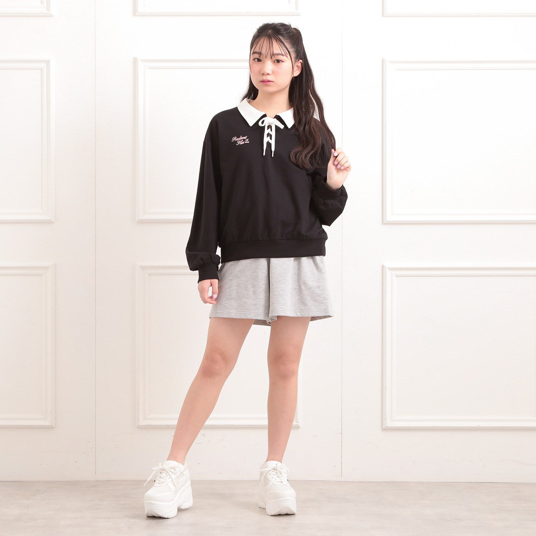 PINK-latte「【セットアイテム】ミニ裏毛レースアップ＋キュロットパンツ」|その他|