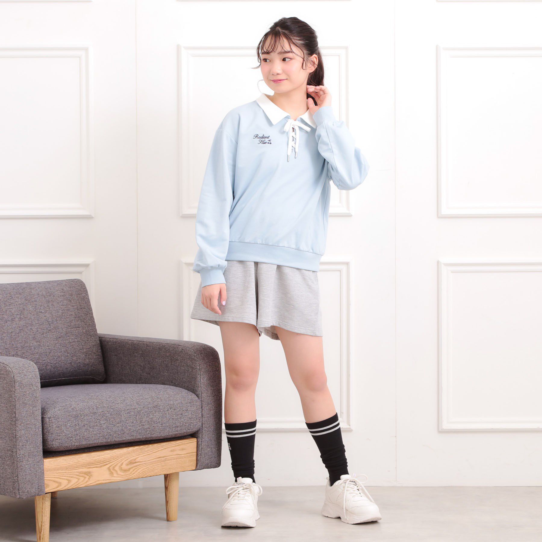 PINK-latte「【セットアイテム】ミニ裏毛レースアップ＋キュロットパンツ」|その他|