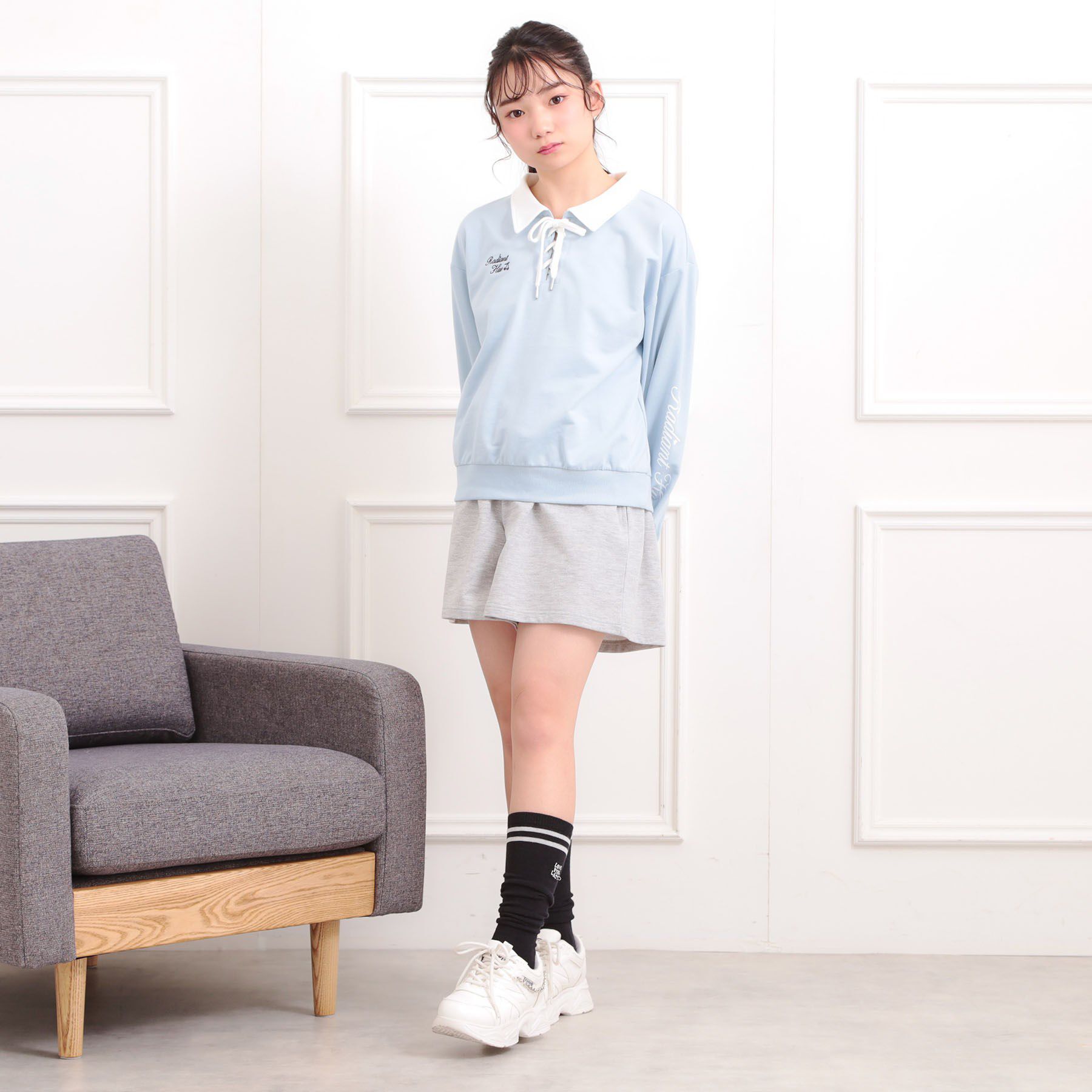 PINK-latte「【セットアイテム】ミニ裏毛レースアップ＋キュロットパンツ」|その他|