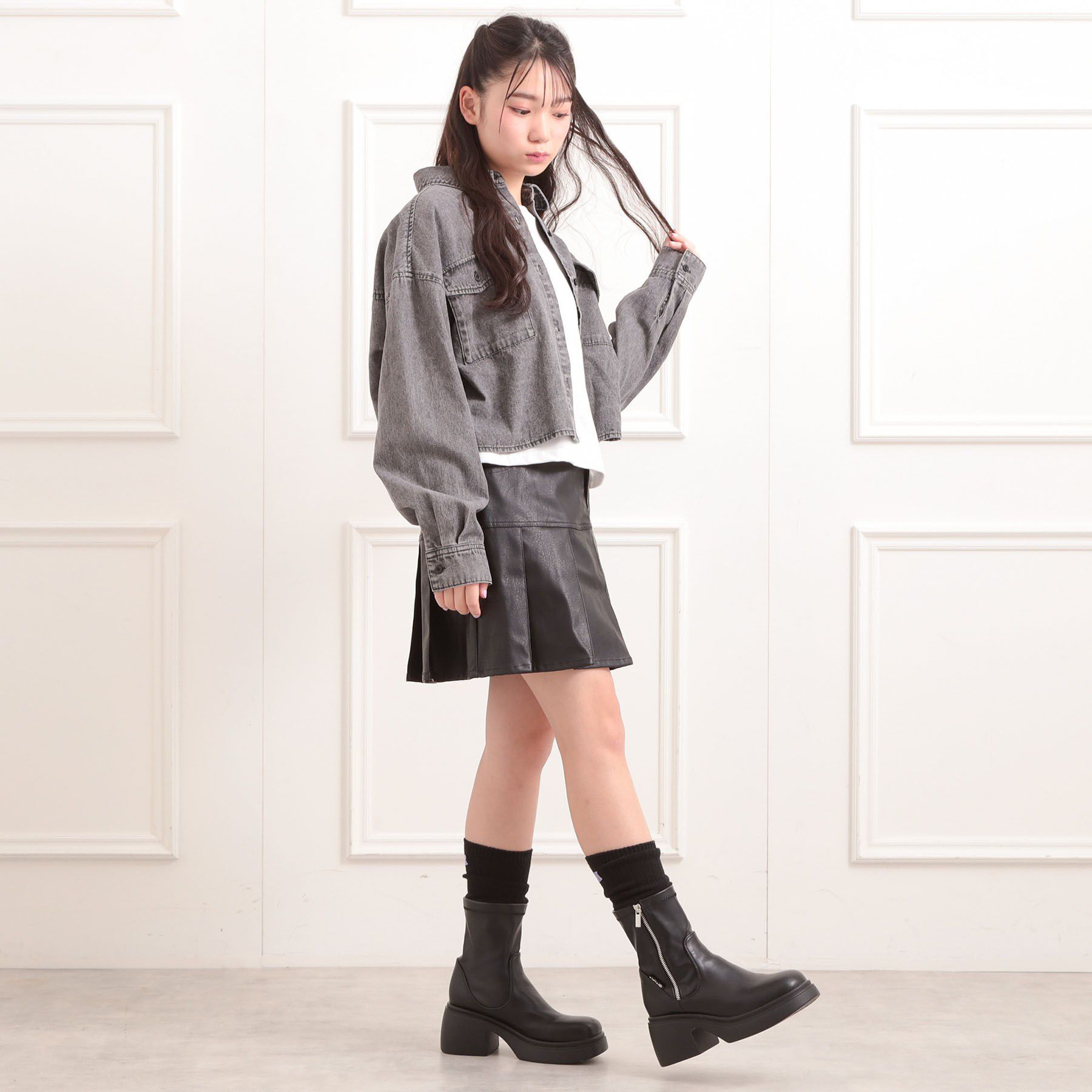 PINK-latte「【セットアイテム】短丈デニムシャツ＋ロンT」|その他|