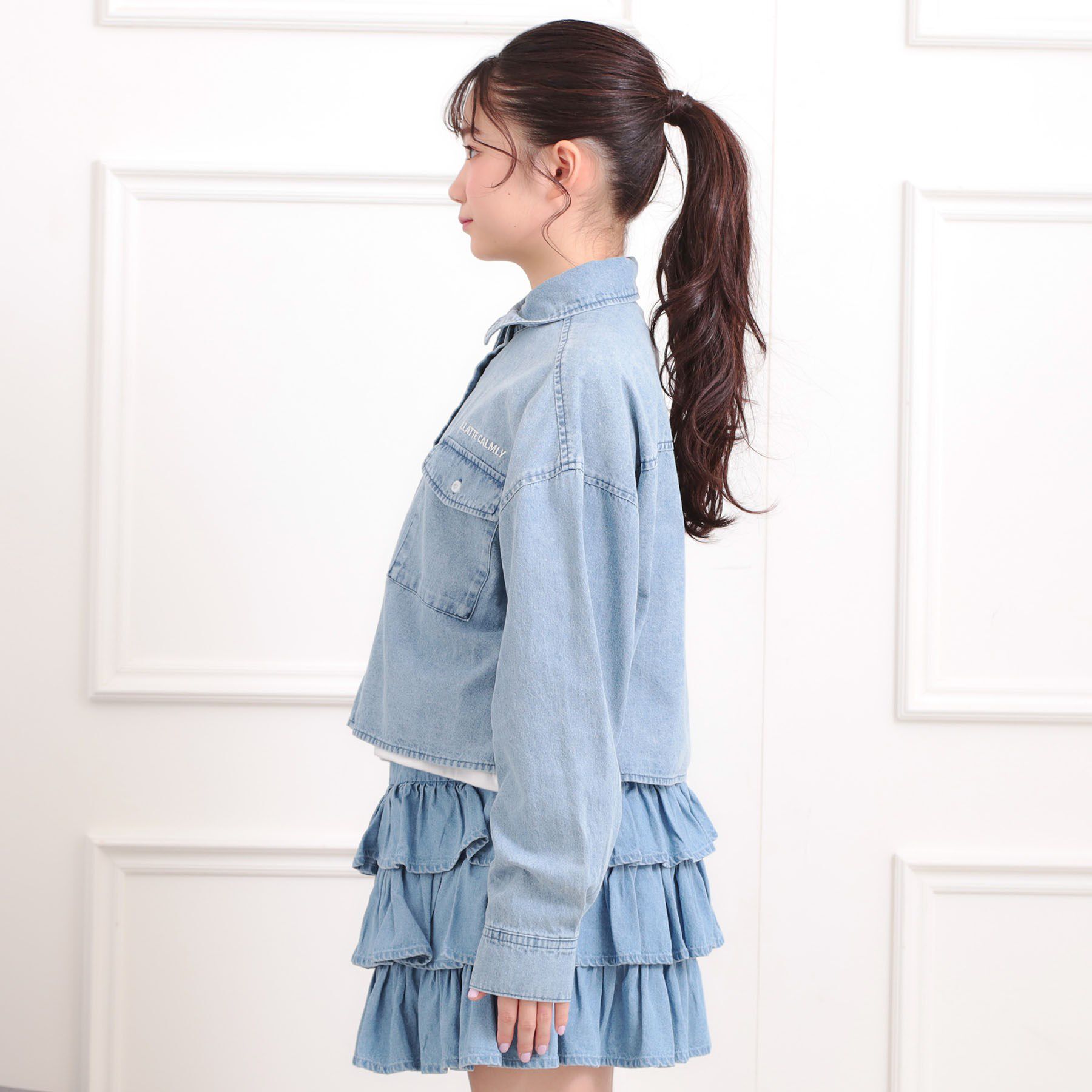 PINK-latte「【セットアイテム】短丈デニムシャツ＋ロンT」|その他|