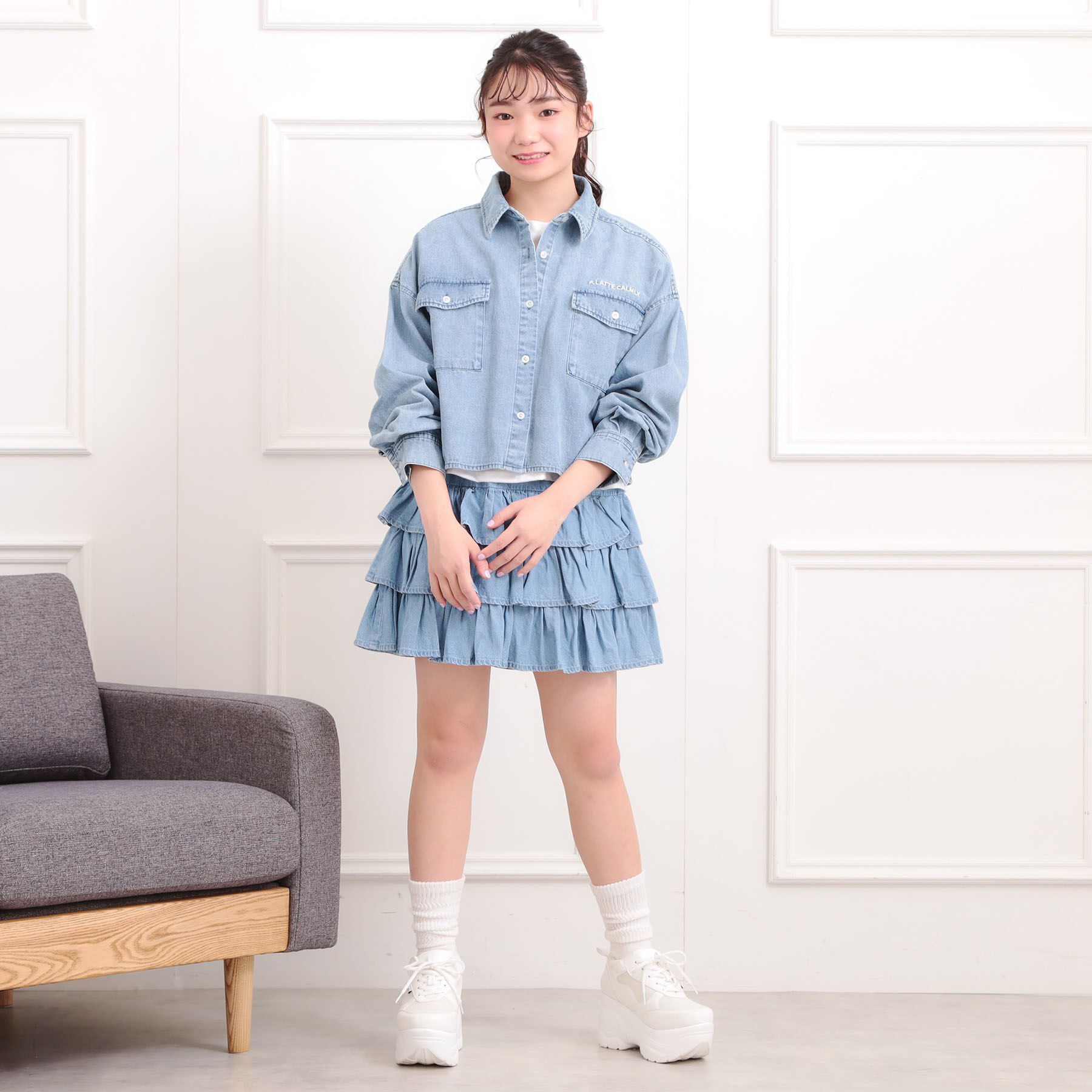 PINK-latte「【セットアイテム】短丈デニムシャツ＋ロンT」|その他|