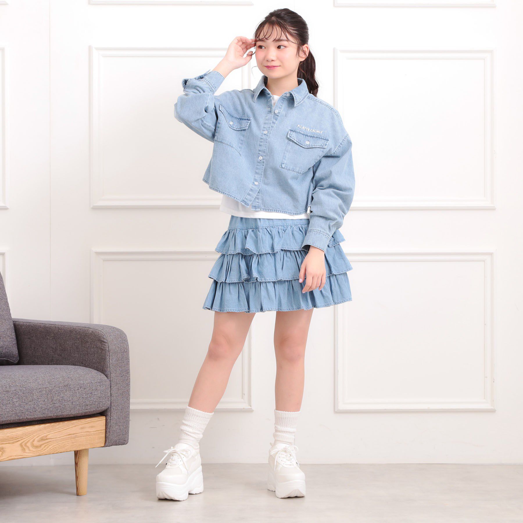 PINK-latte「【セットアイテム】短丈デニムシャツ＋ロンT」|その他|