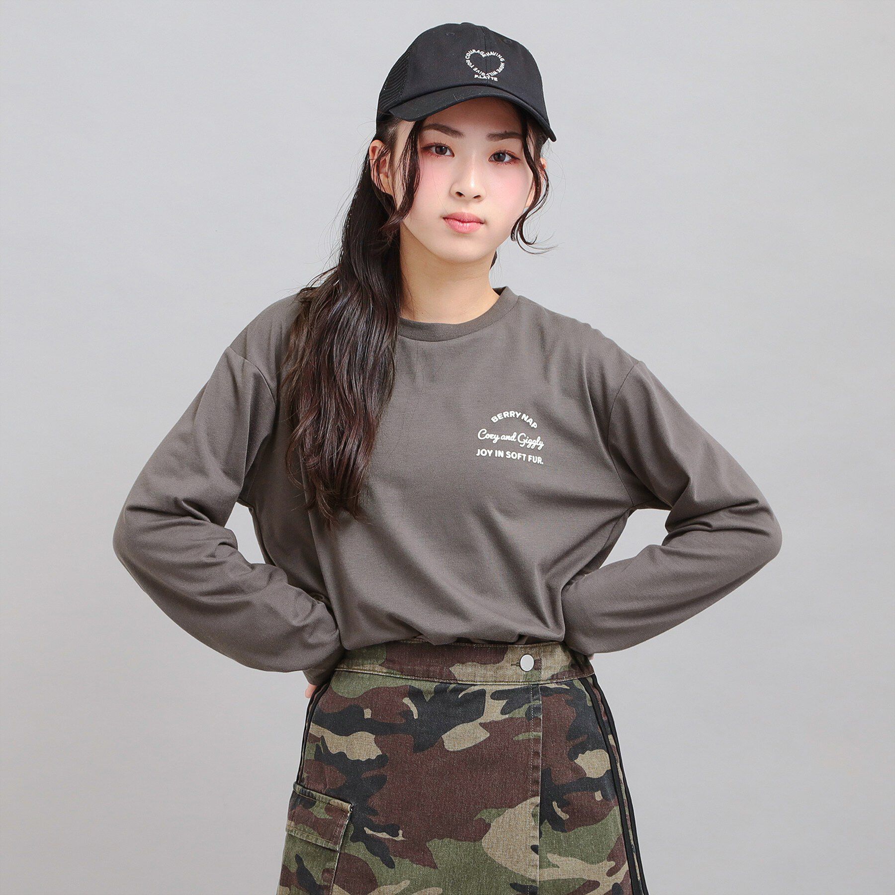 PINK-latte「発泡クリームくまちゃんロンT」|Tシャツ・カットソー|