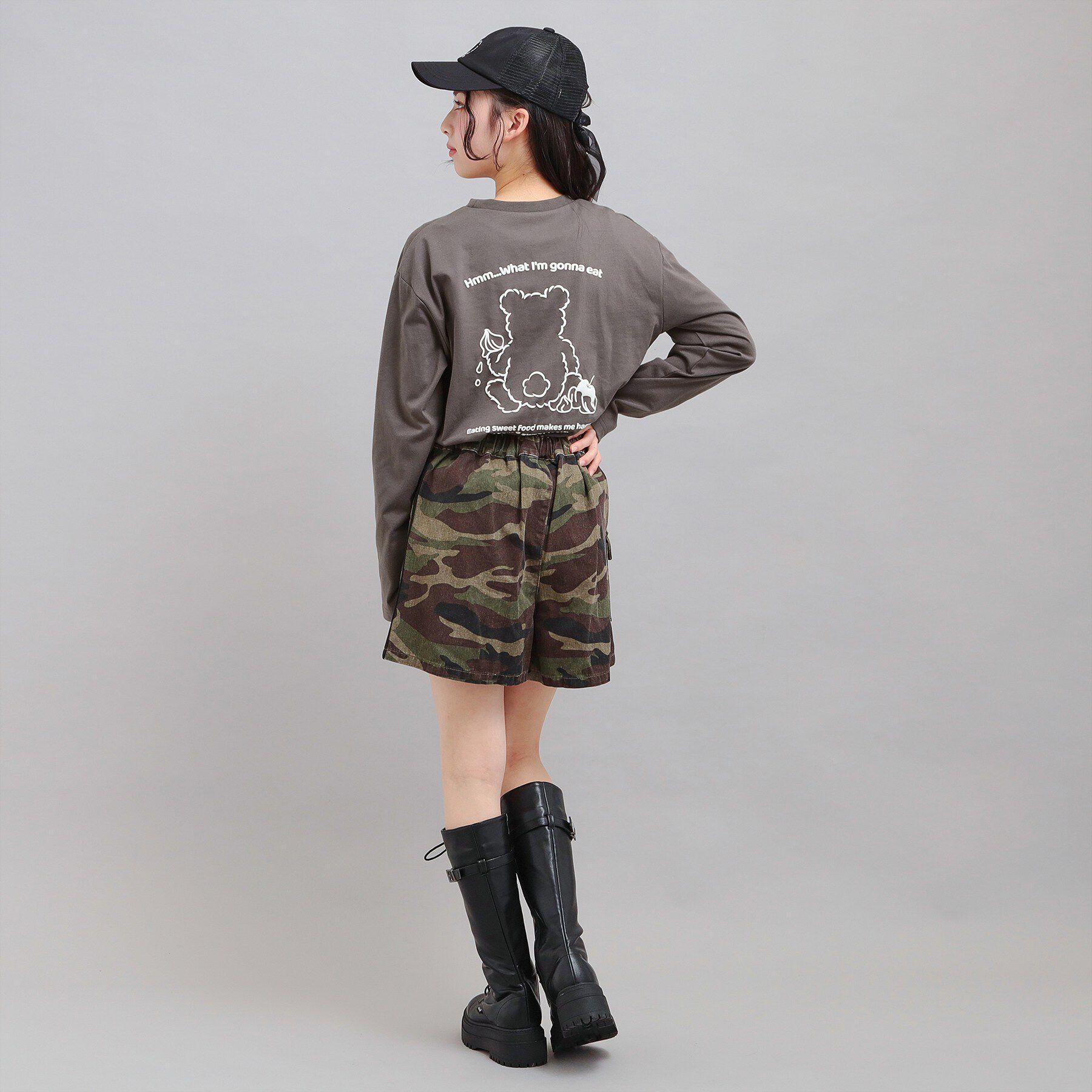 PINK-latte「発泡クリームくまちゃんロンT」|Tシャツ・カットソー|