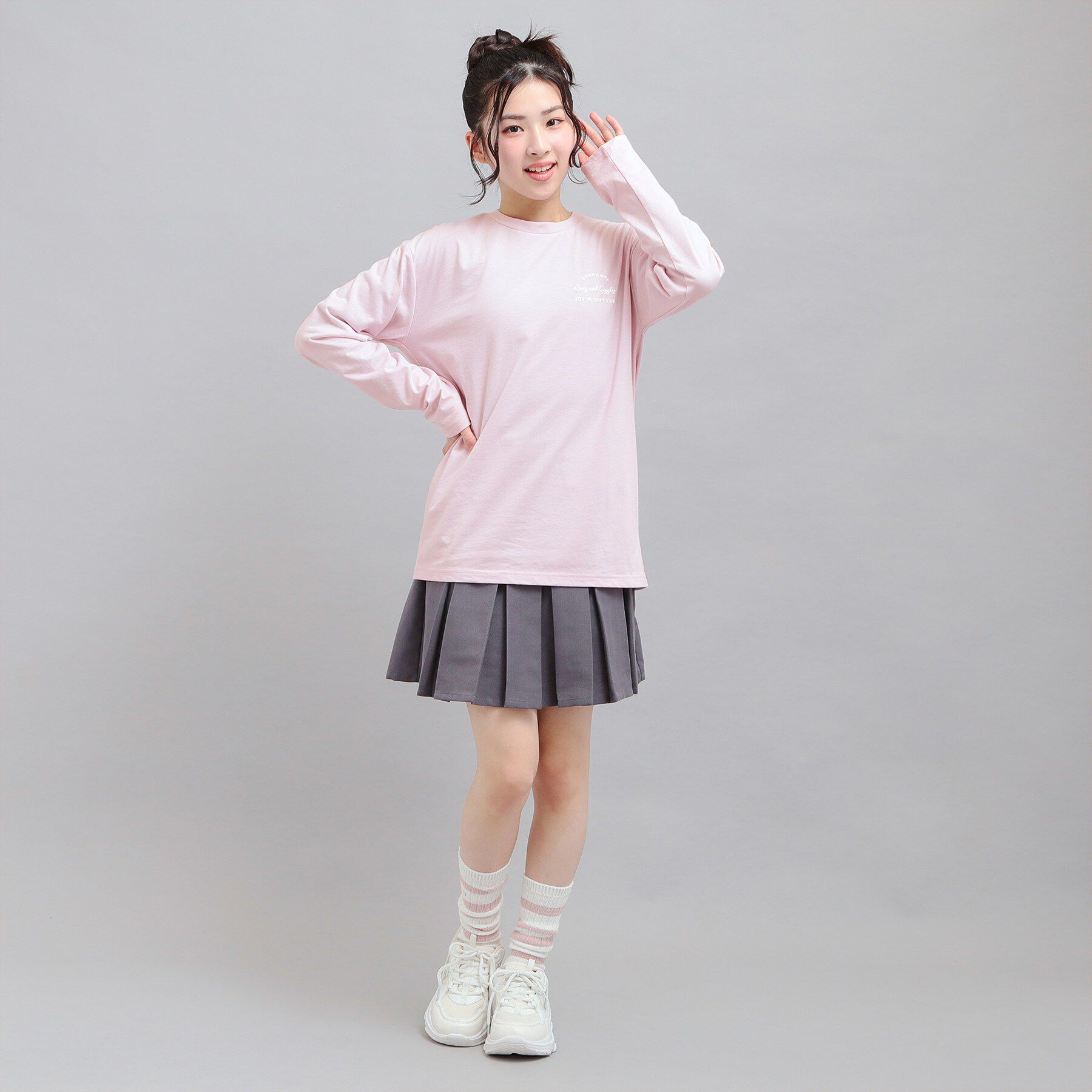 PINK-latte「発泡クリームくまちゃんロンT」|Tシャツ・カットソー|