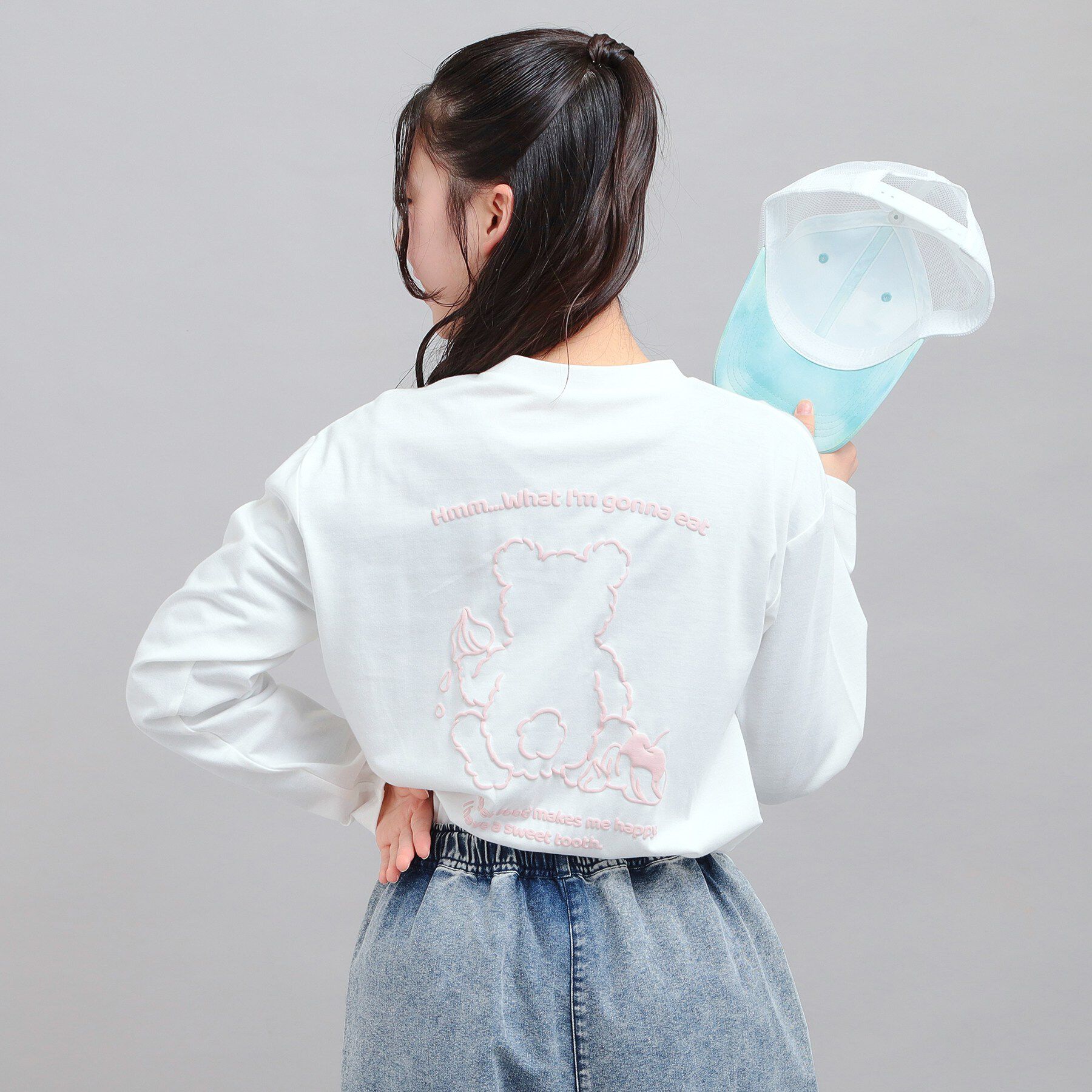 PINK-latte「発泡クリームくまちゃんロンT」|Tシャツ・カットソー|