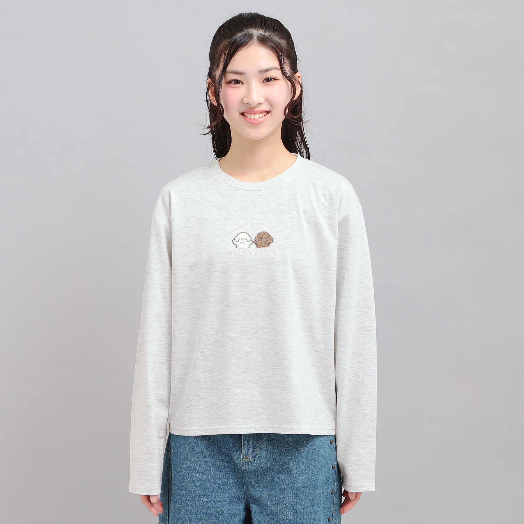 PINK-latte「プチプラワンちゃんサガラロンT」|Tシャツ・カットソー|