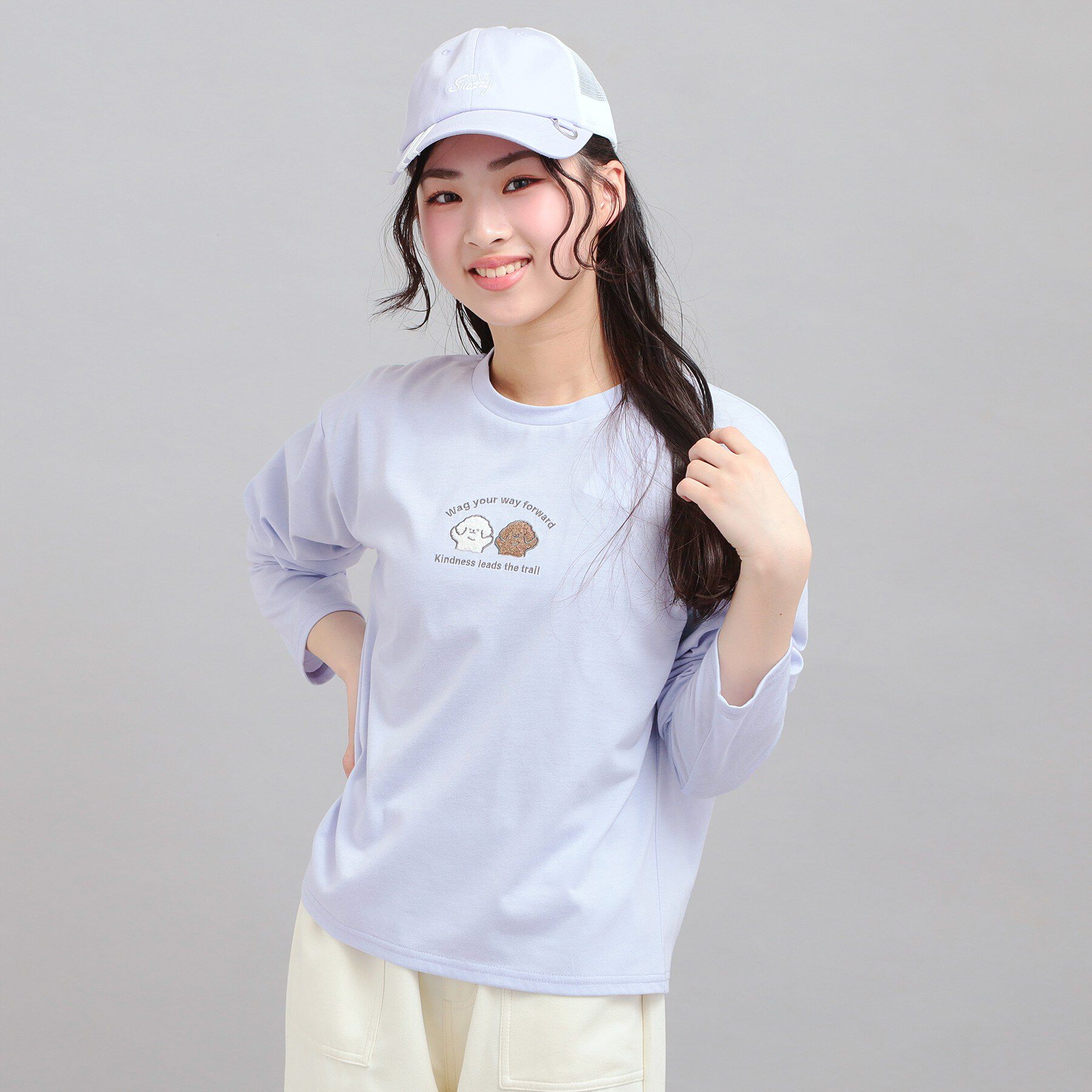 PINK-latte「プチプラワンちゃんサガラロンT」|Tシャツ・カットソー|