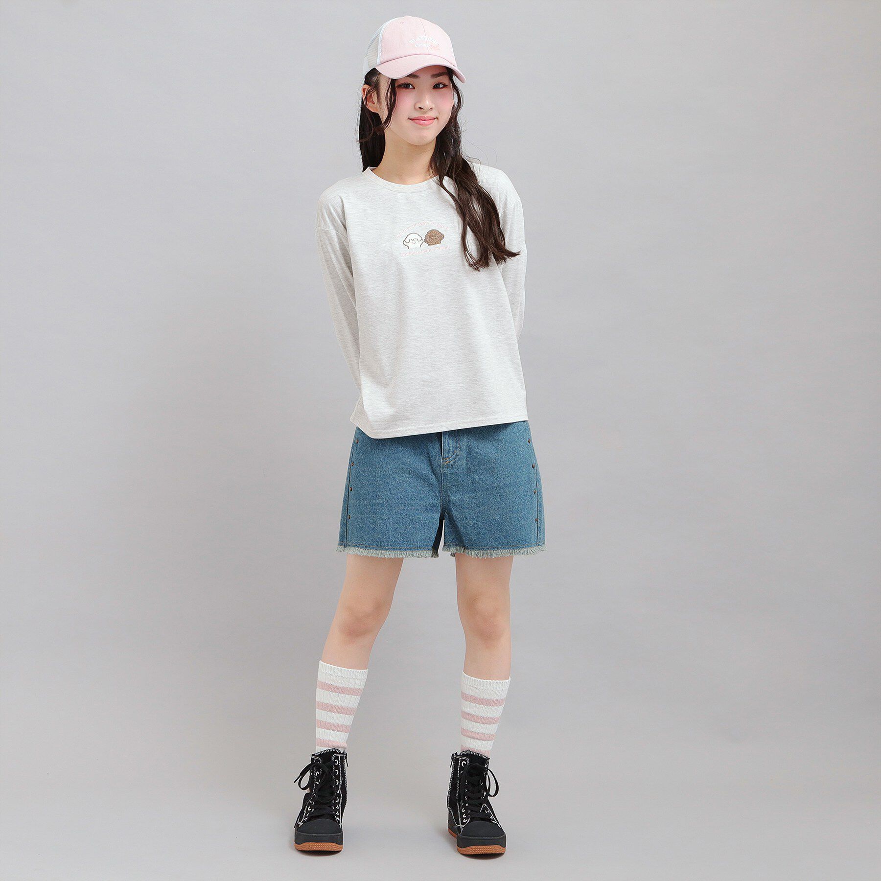 PINK-latte「プチプラワンちゃんサガラロンT」|Tシャツ・カットソー|