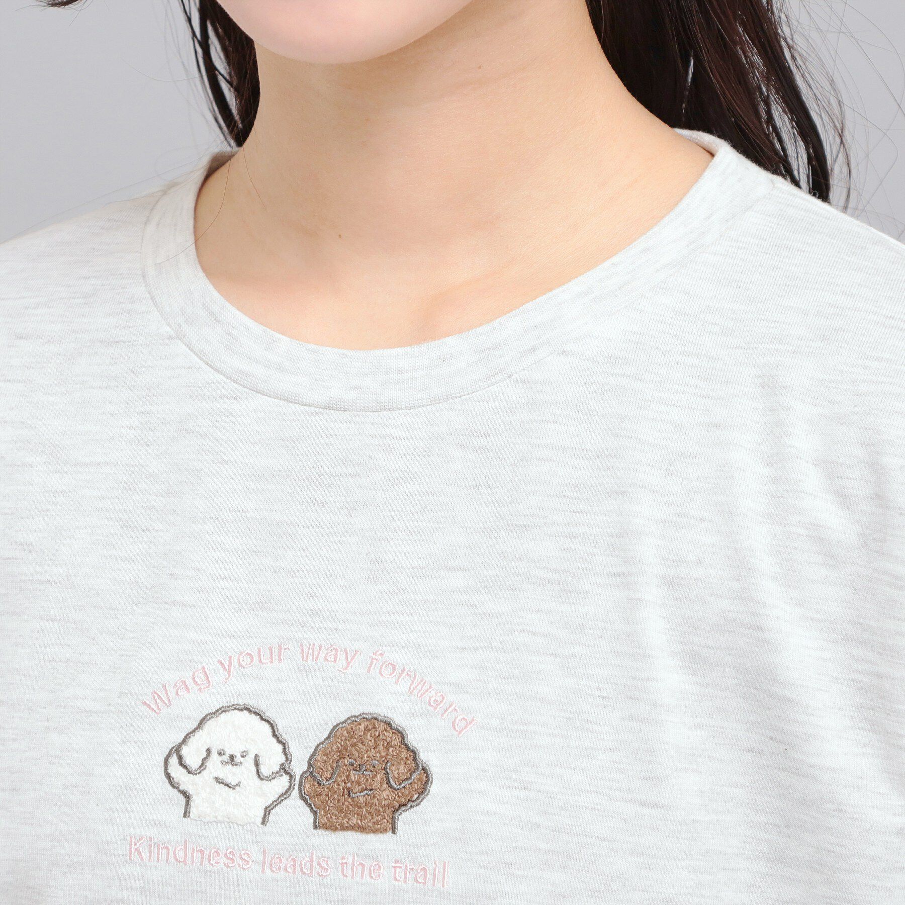 PINK-latte「プチプラワンちゃんサガラロンT」|Tシャツ・カットソー|