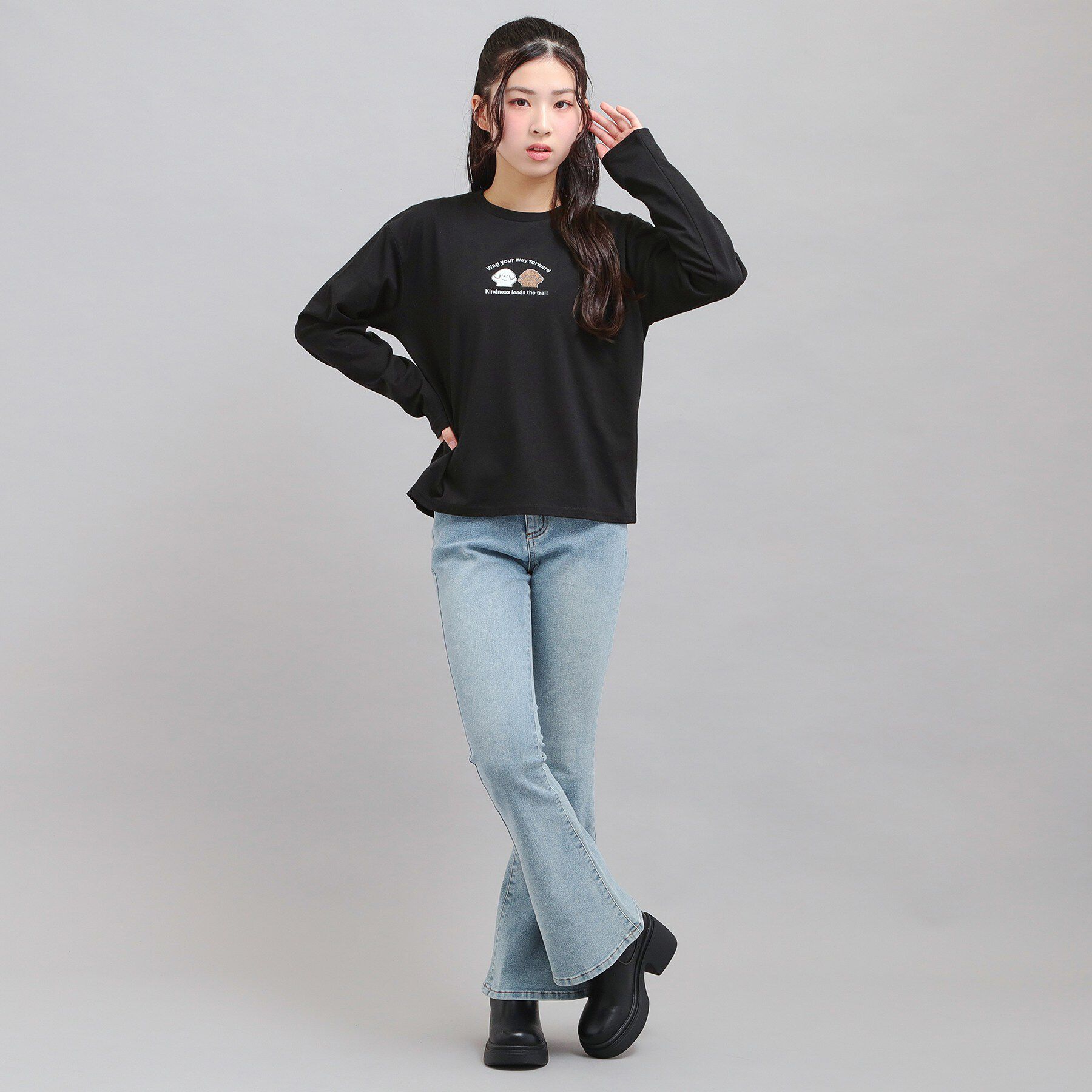 PINK-latte「プチプラワンちゃんサガラロンT」|Tシャツ・カットソー|