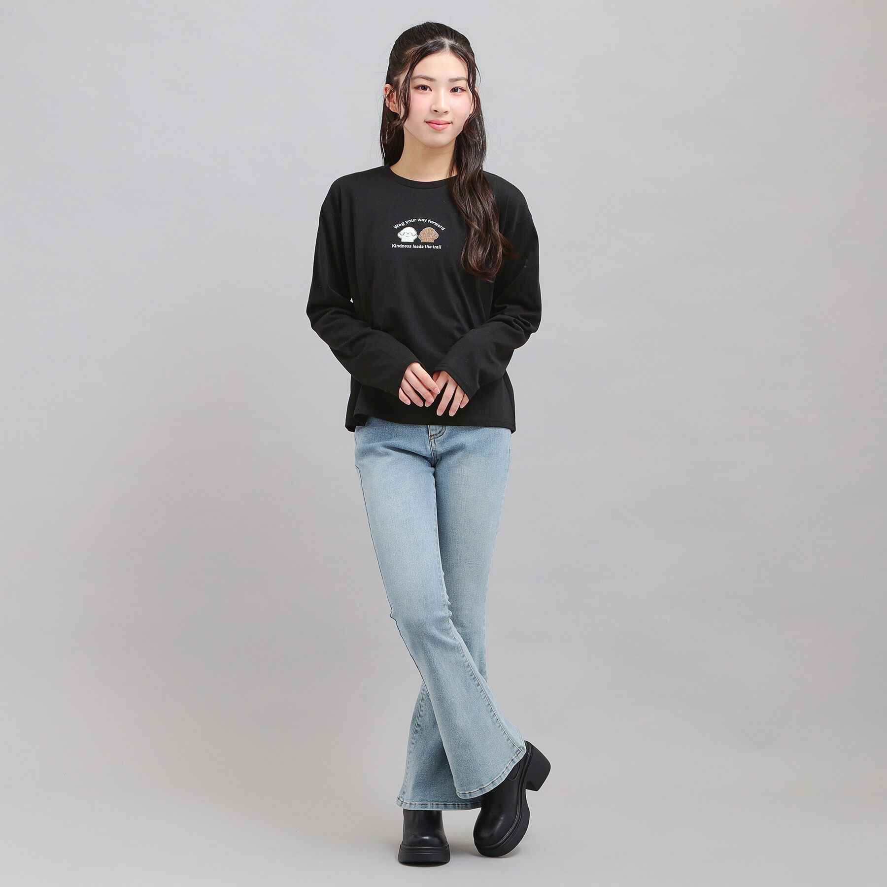 PINK-latte「プチプラワンちゃんサガラロンT」|Tシャツ・カットソー|