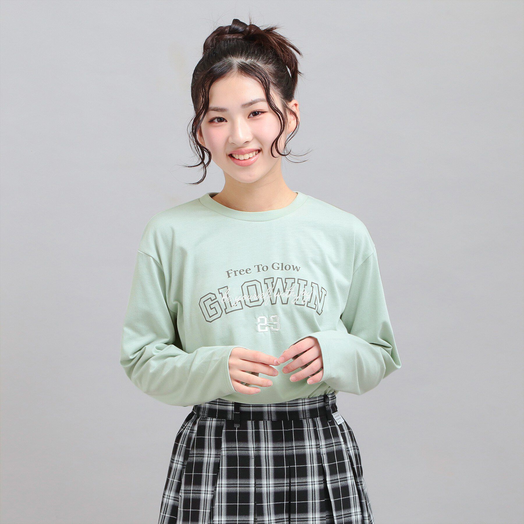 PINK-latte「プチプラカレッジロゴT」|Tシャツ・カットソー|ミントグリーン(02