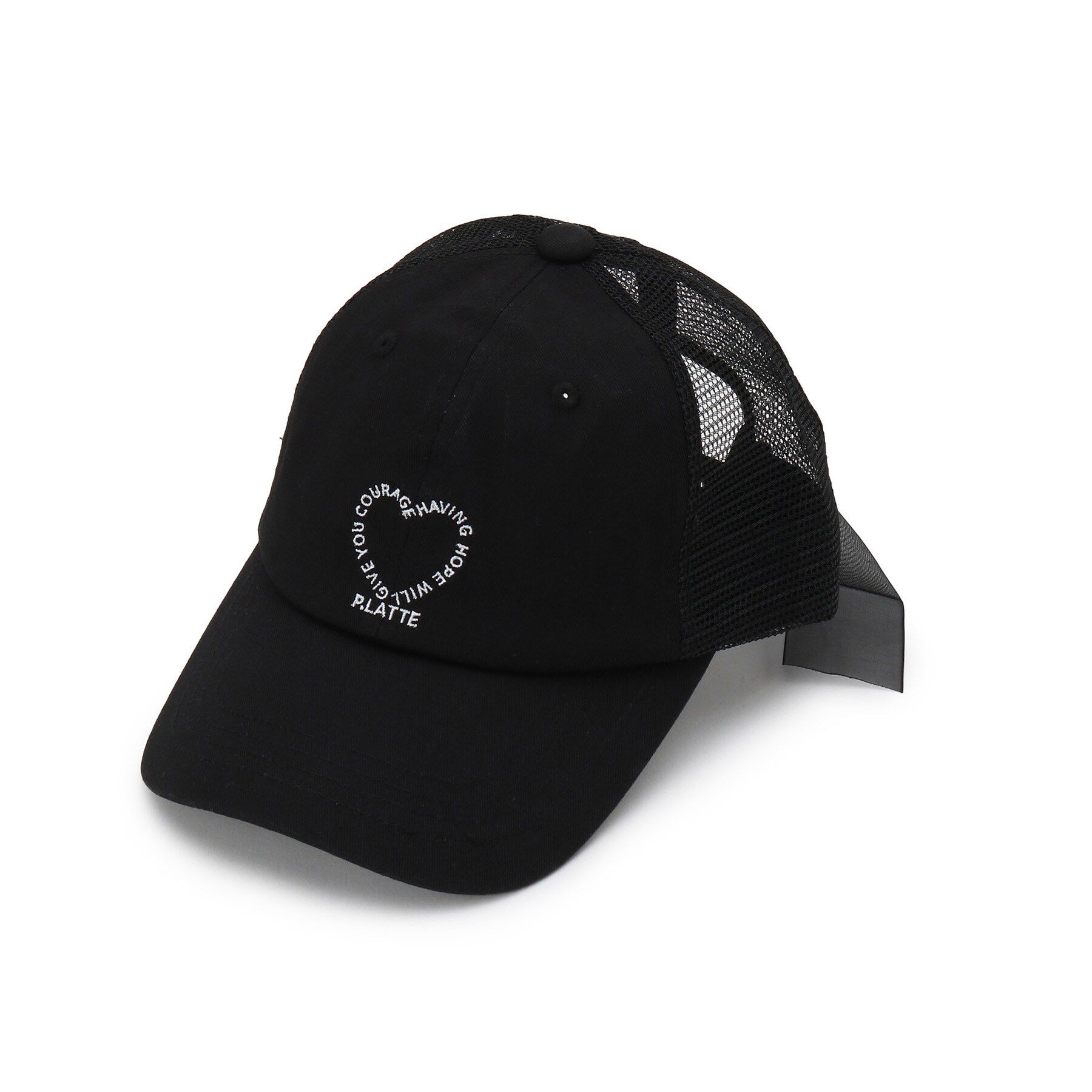 PINK-latte「ハートロゴキャップ」|キャップ・キャスケット|ブラック(019)