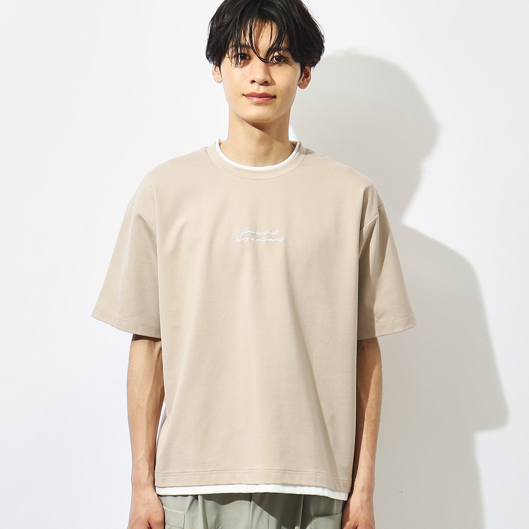 THE SHOP TK「【接触冷感】ポンチフェイクレイヤードTシャツ」|Tシャツ・カットソー|