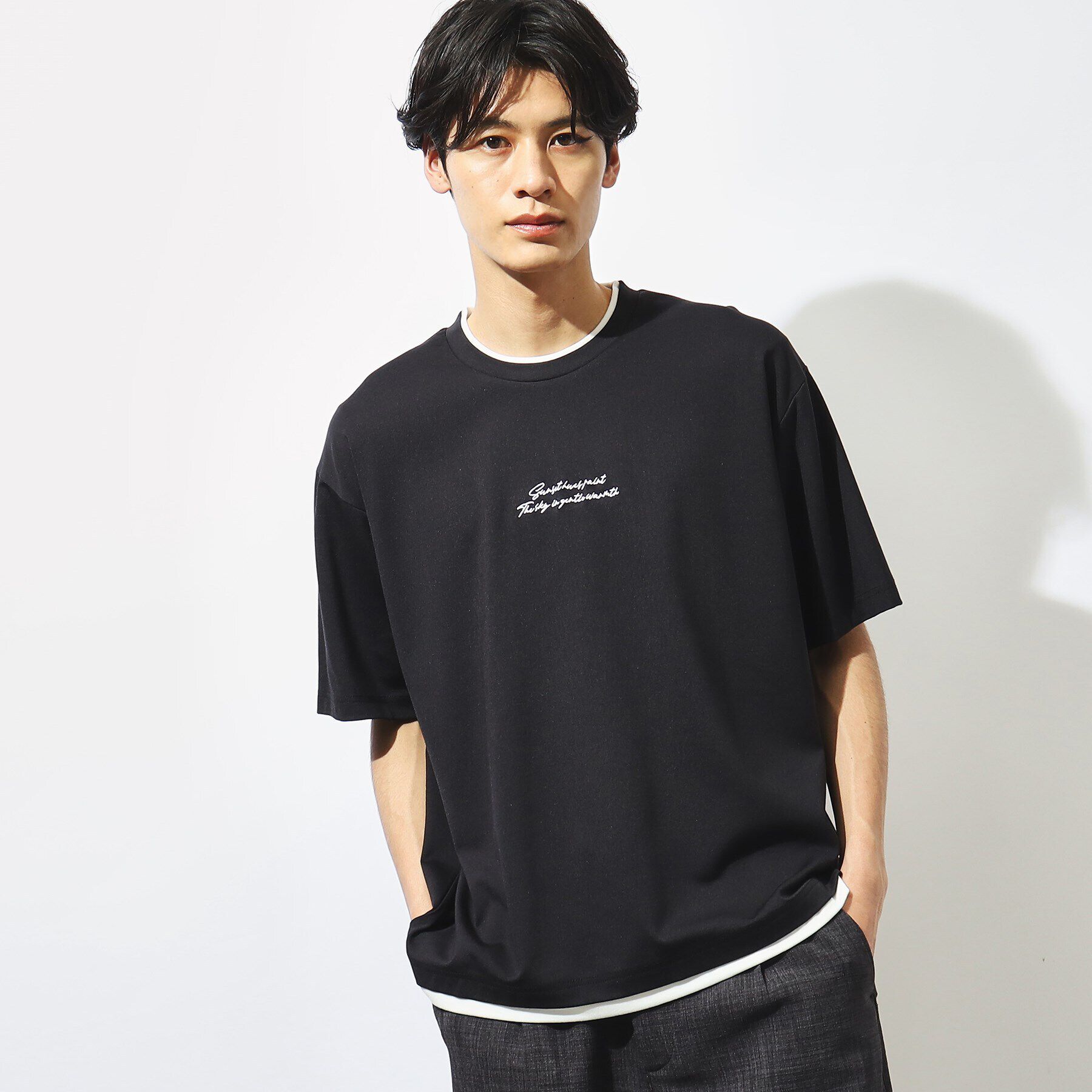 THE SHOP TK「【接触冷感】ポンチフェイクレイヤードTシャツ」|Tシャツ・カットソー|