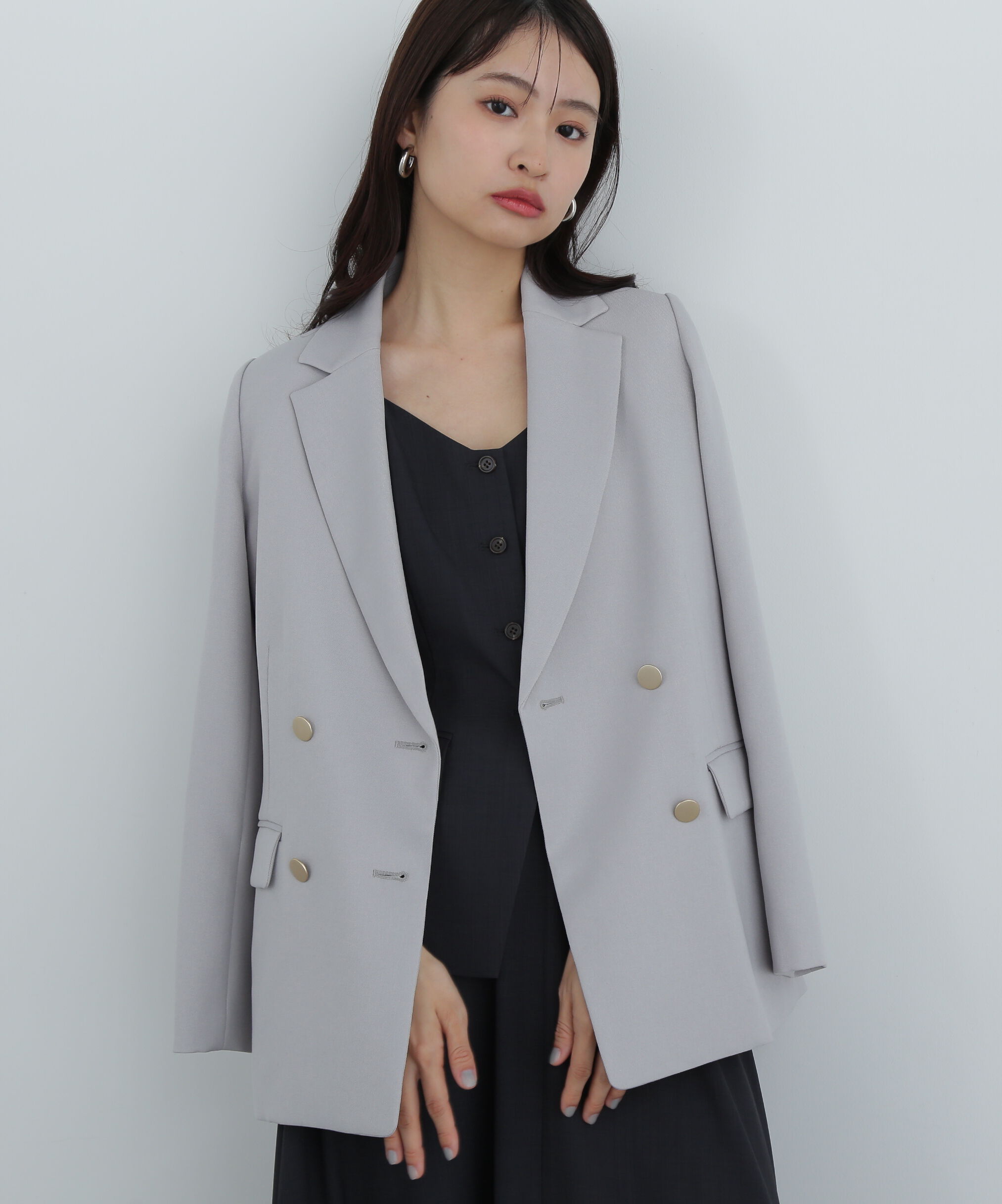  「ダブルブレストテーラードジャケット」|その他|グレー