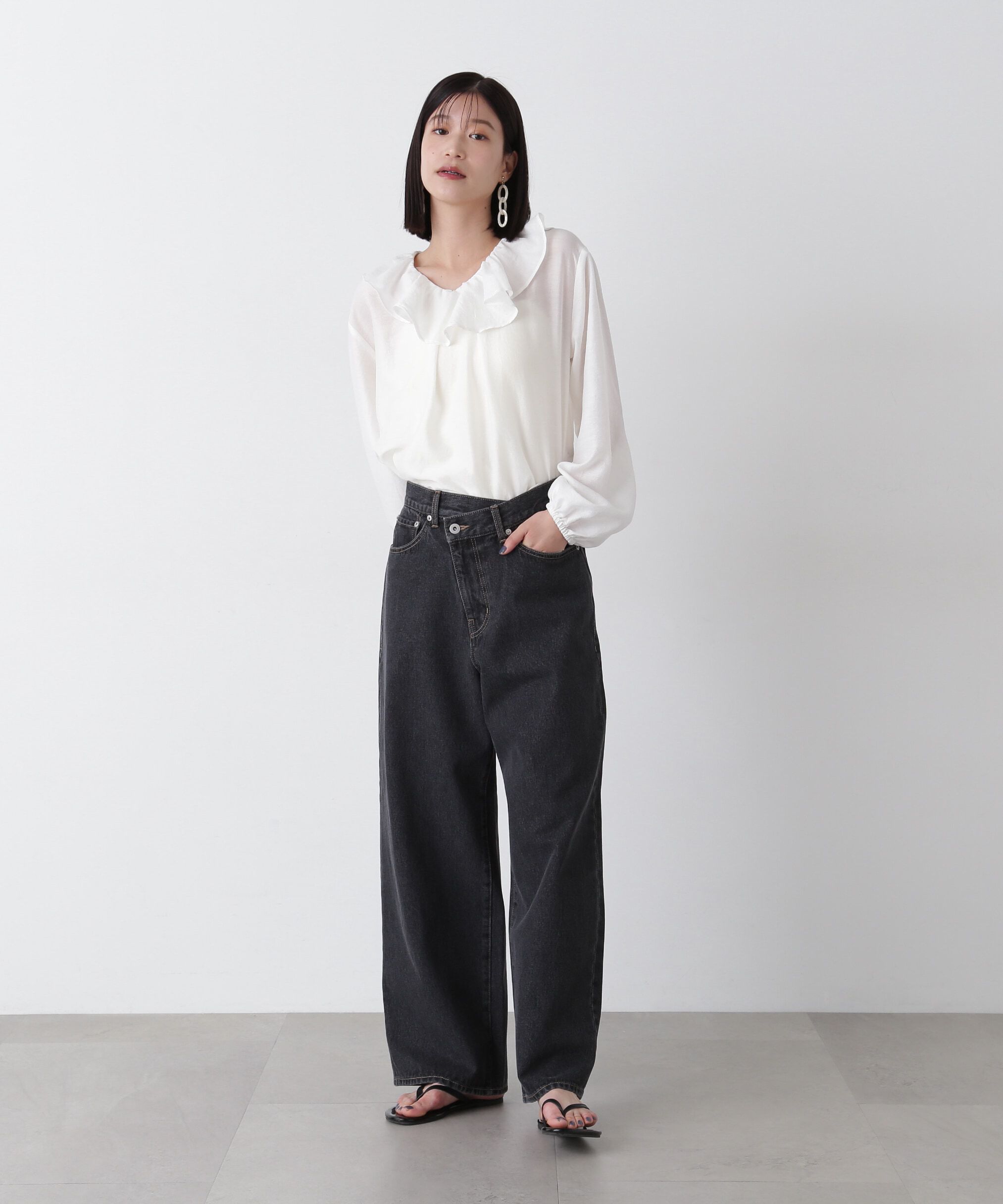  「ラッフルネックブラウス」|シャツ・ブラウス|