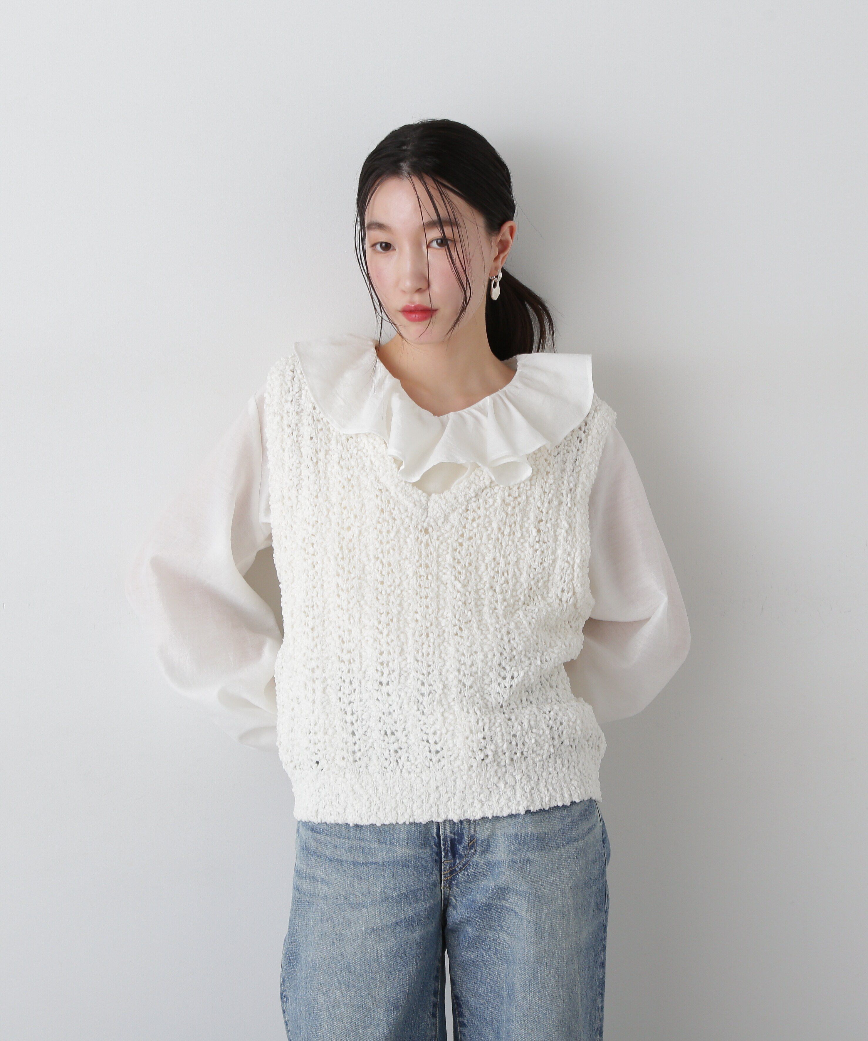  「ラッフルネックブラウス」|シャツ・ブラウス|