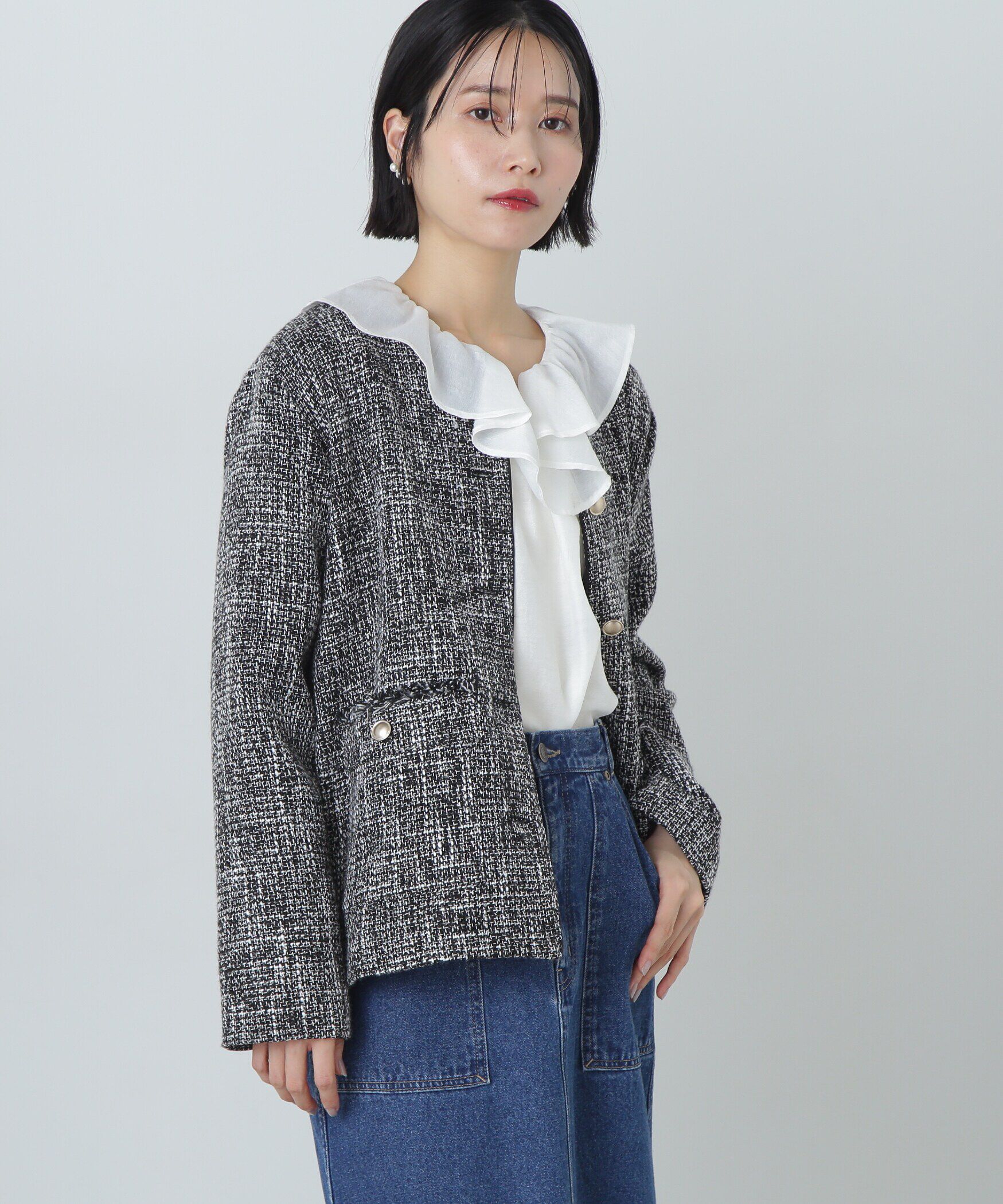  「ラッフルネックブラウス」|シャツ・ブラウス|