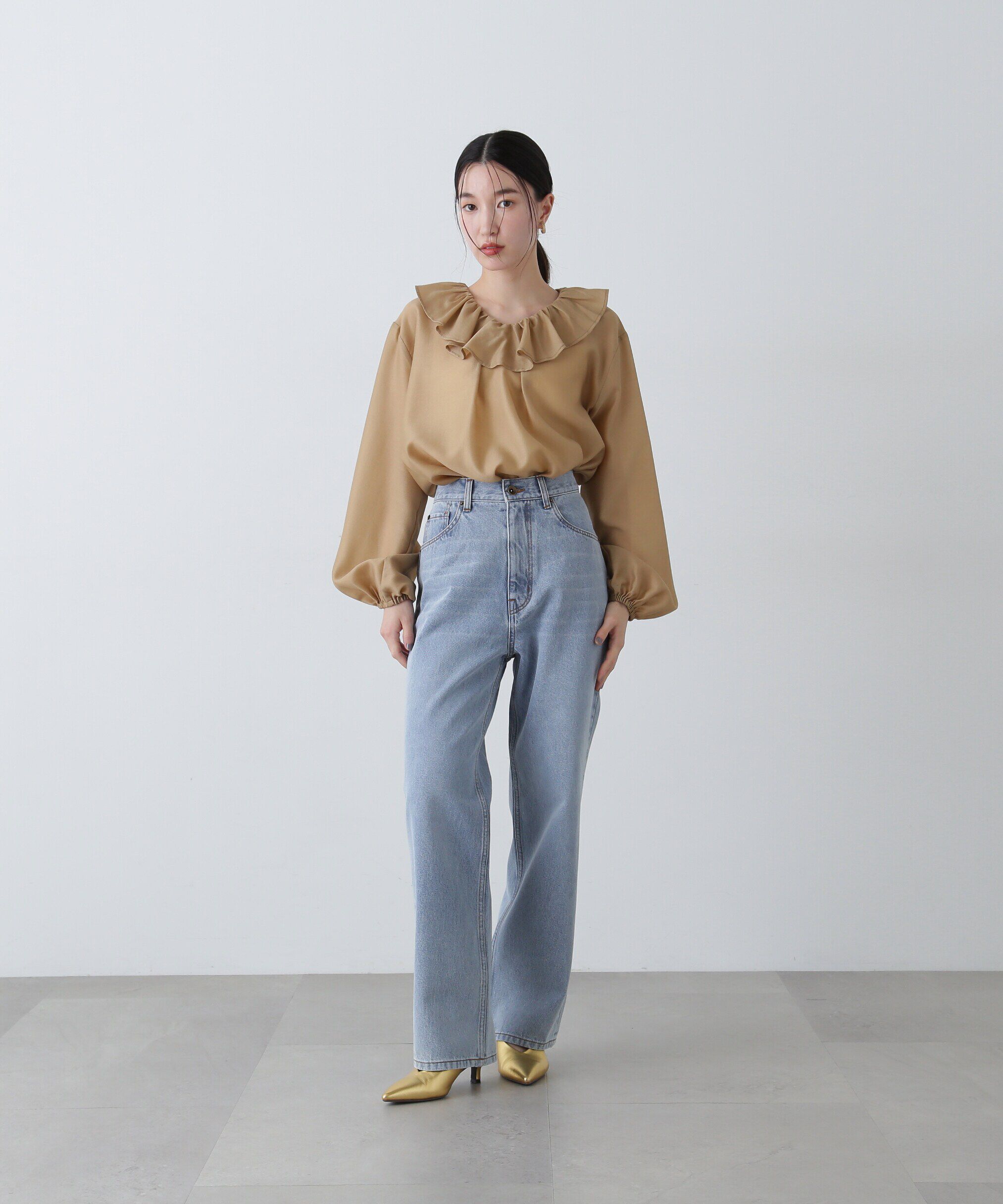  「ラッフルネックブラウス」|シャツ・ブラウス|