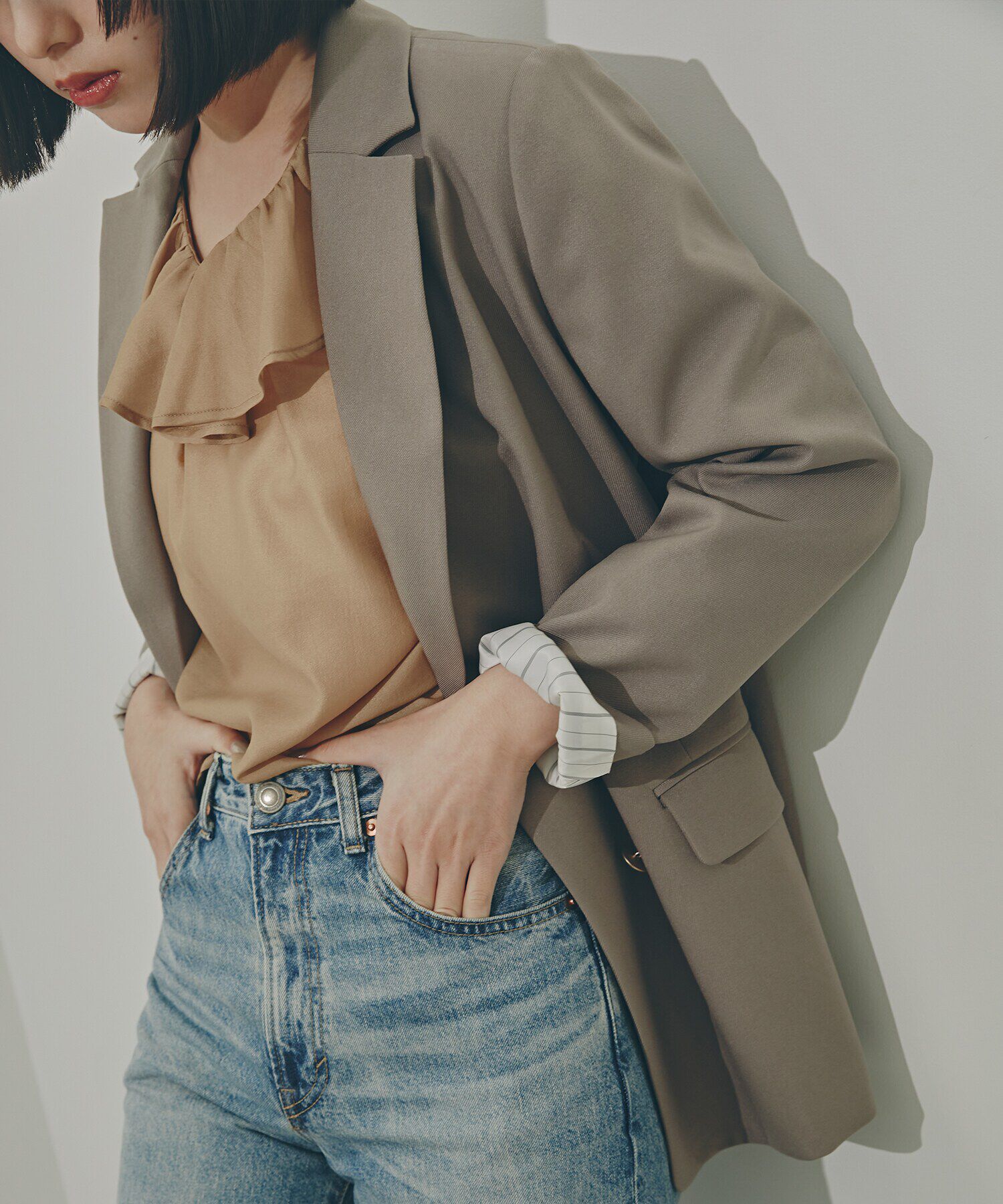  「ラッフルネックブラウス」|シャツ・ブラウス|