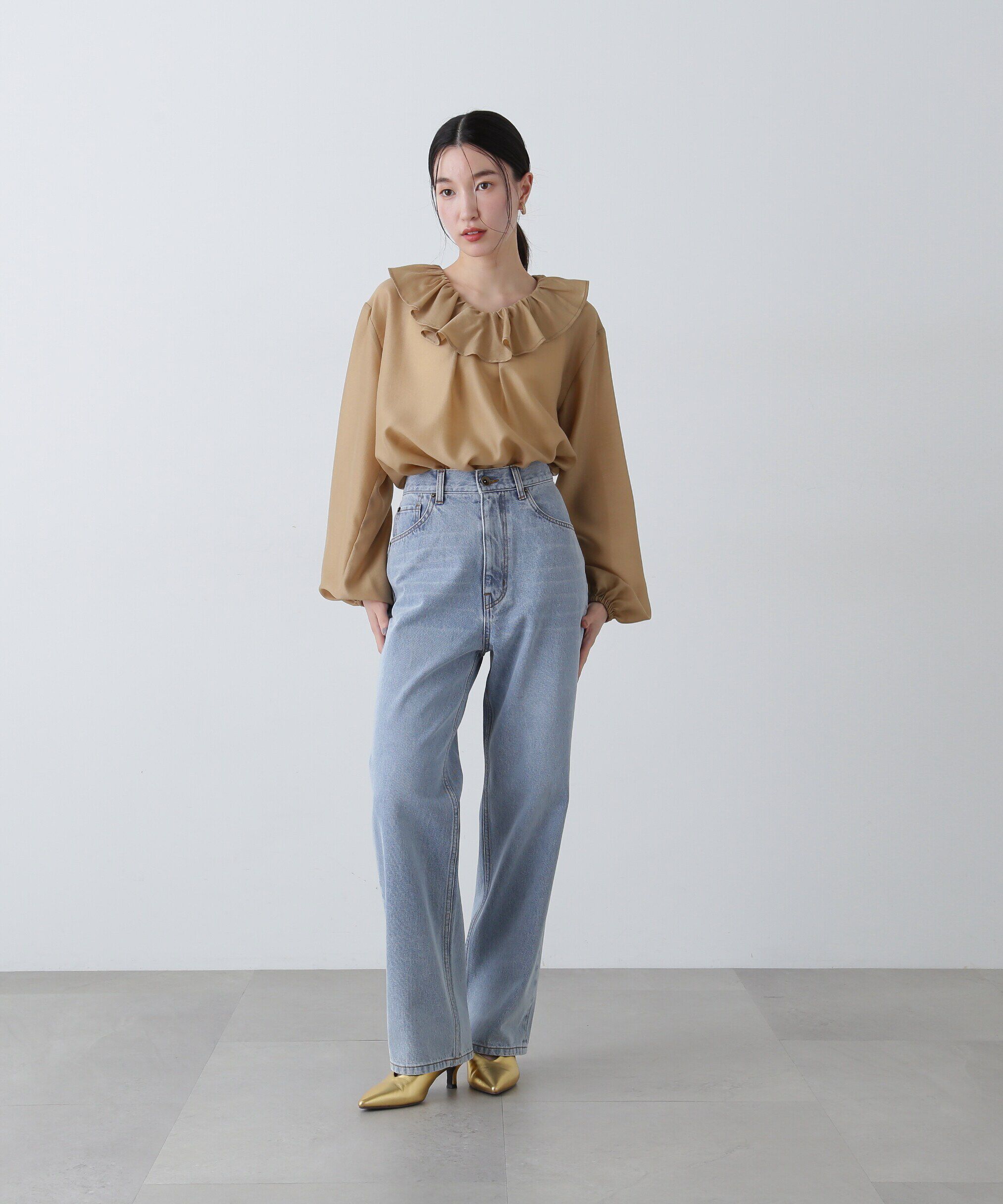  「ラッフルネックブラウス」|シャツ・ブラウス|