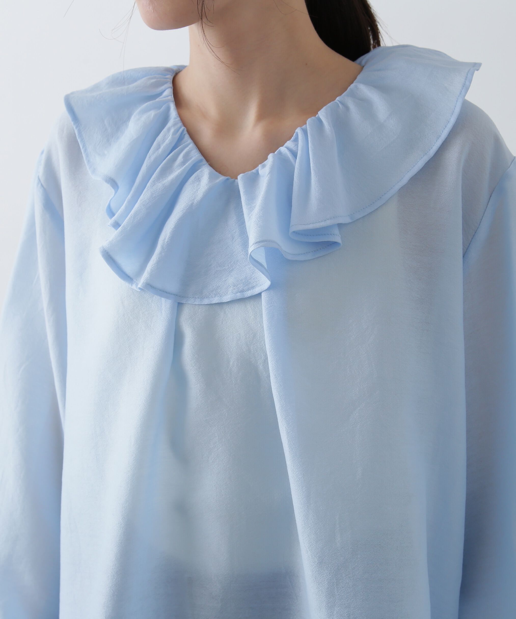  「ラッフルネックブラウス」|シャツ・ブラウス|