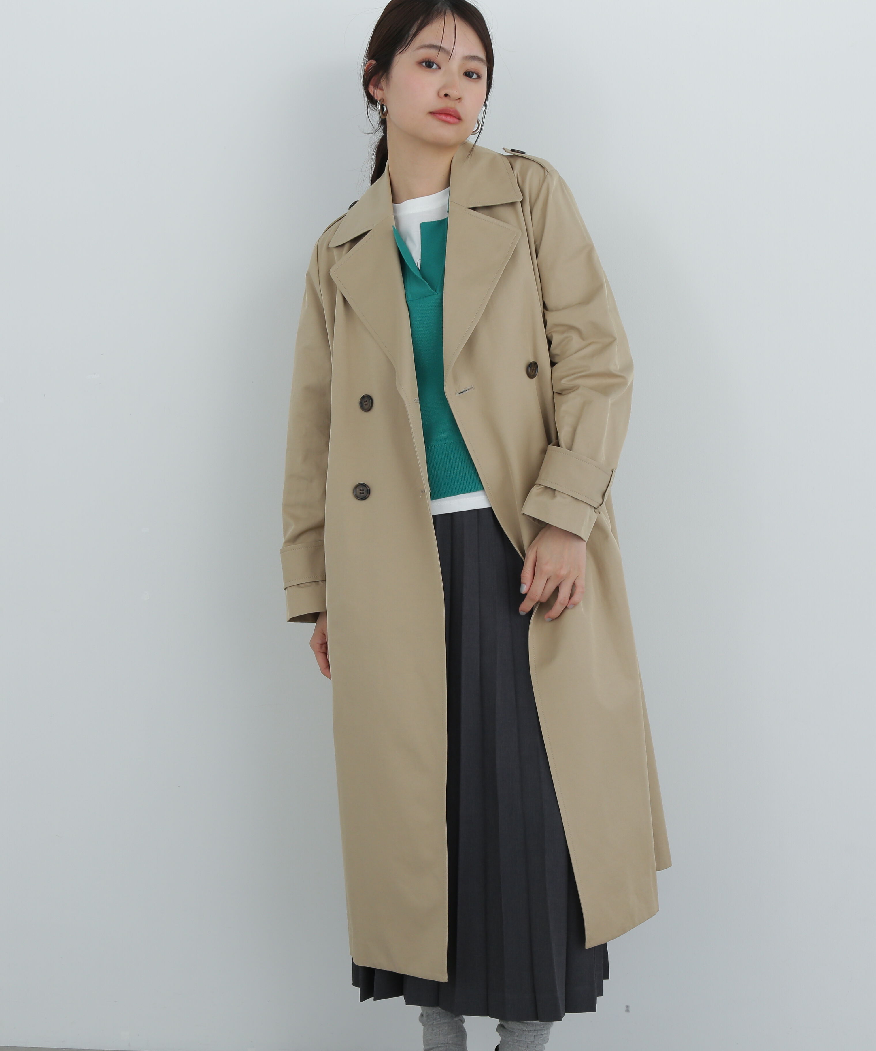  「ボックスシルエットトレンチコート」|その他|ベージュ1