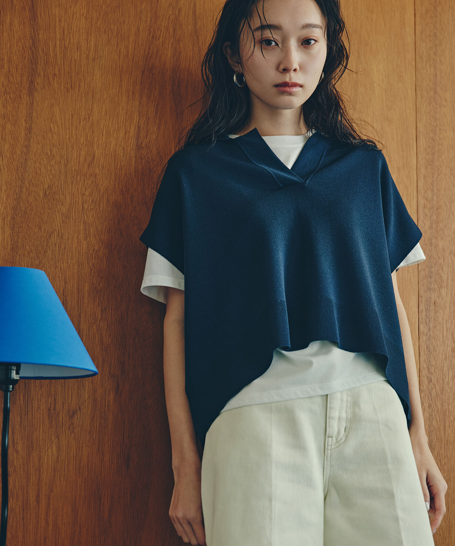  「リラックスポロニット」|ニット・セーター|ネイビー