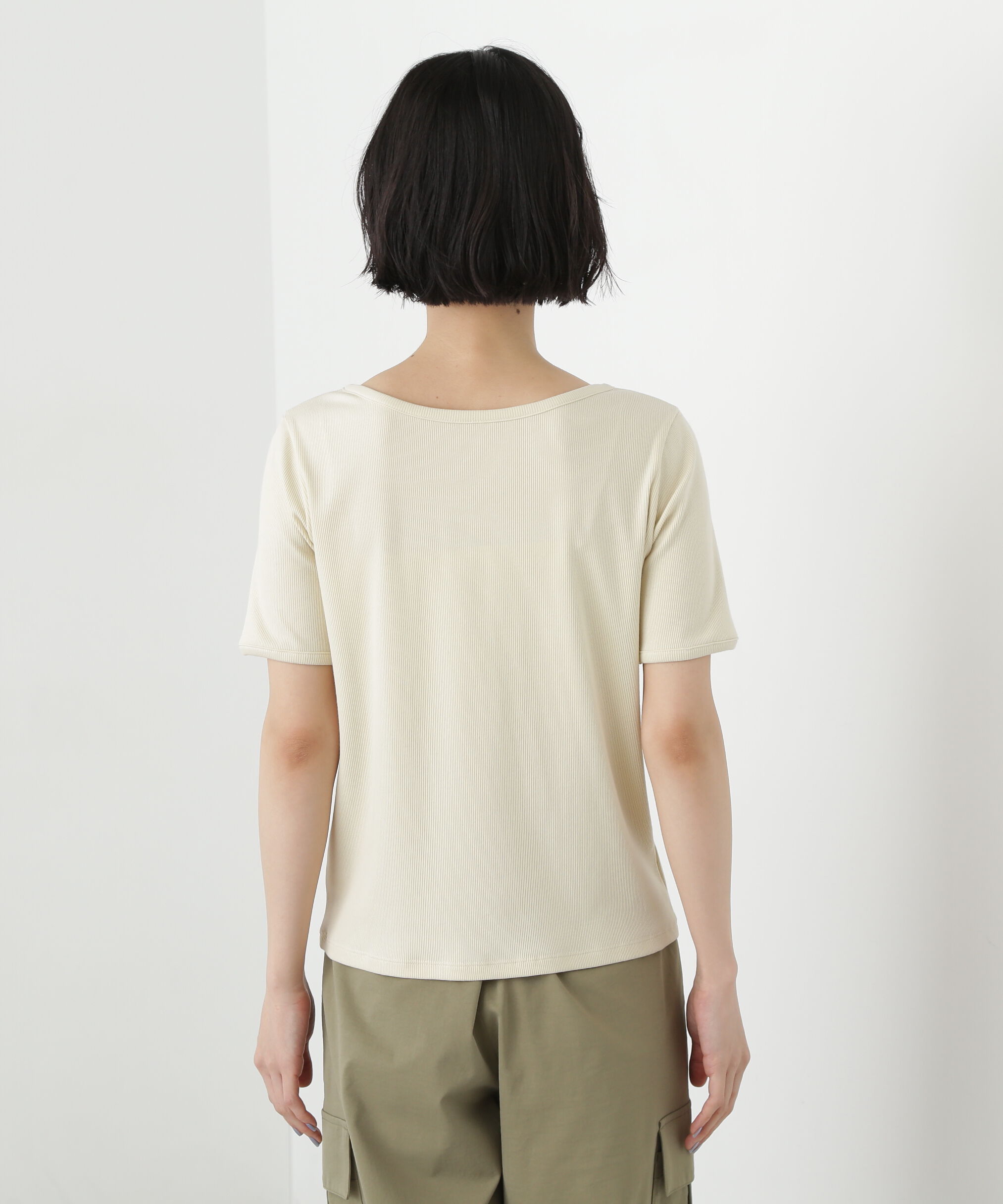  「ヘンリーネック五分袖カットソー」|Tシャツ・カットソー|