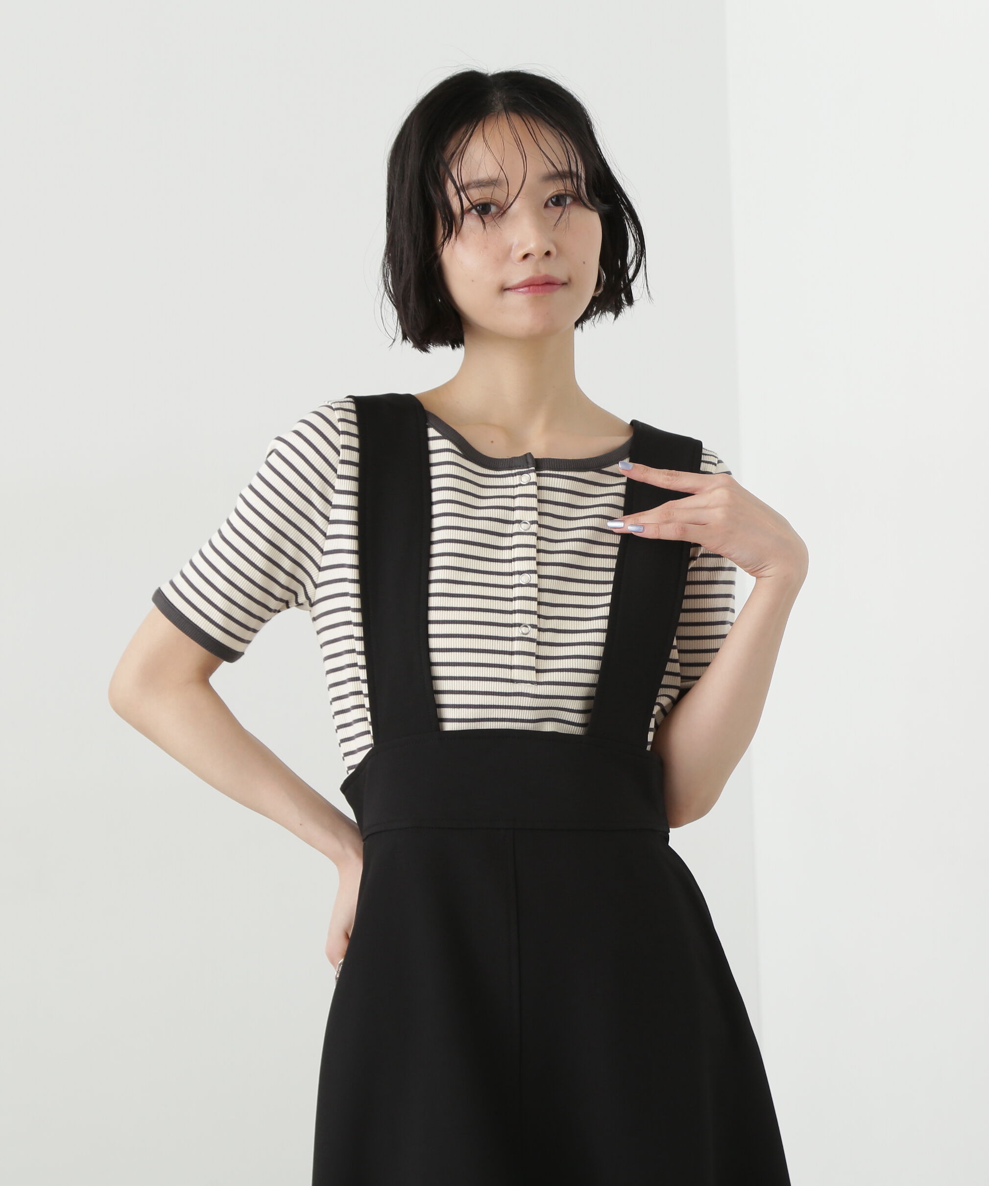  「ヘンリーネック五分袖カットソー」|Tシャツ・カットソー|